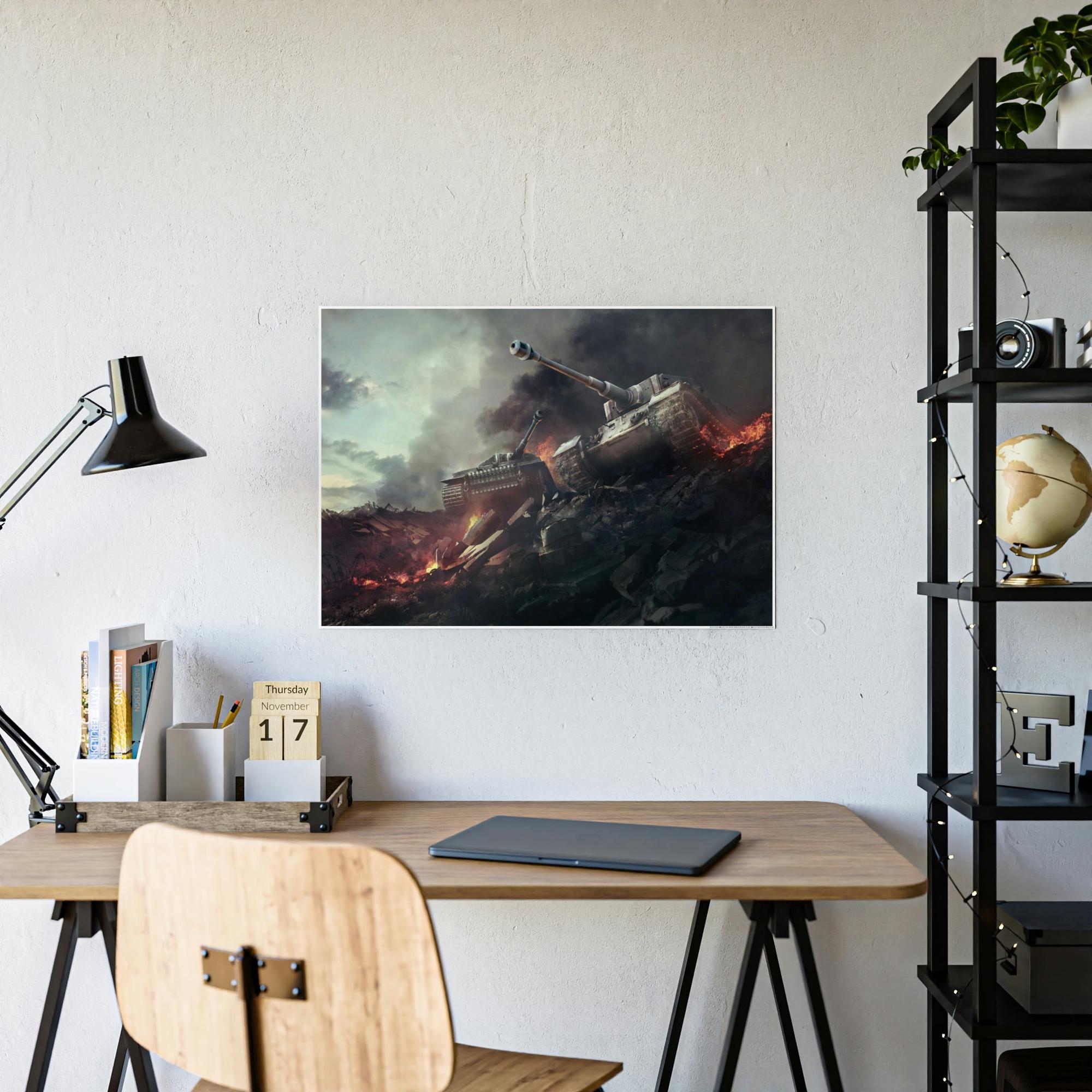 World Of Tanks In the Line of Fire: Striking World of Tanks Canvas & Poster Wall Art