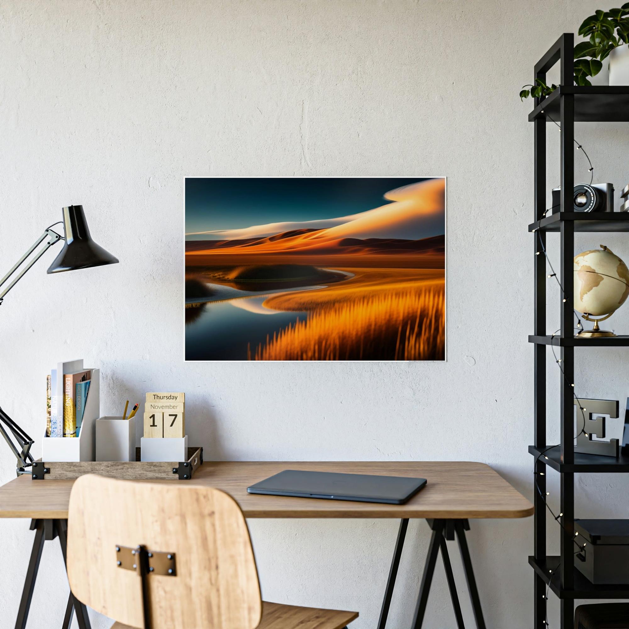 Lakes And Rivers Aquatic Serenity: Lakes and Rivers on Natural Canvas and Framed Poster Art