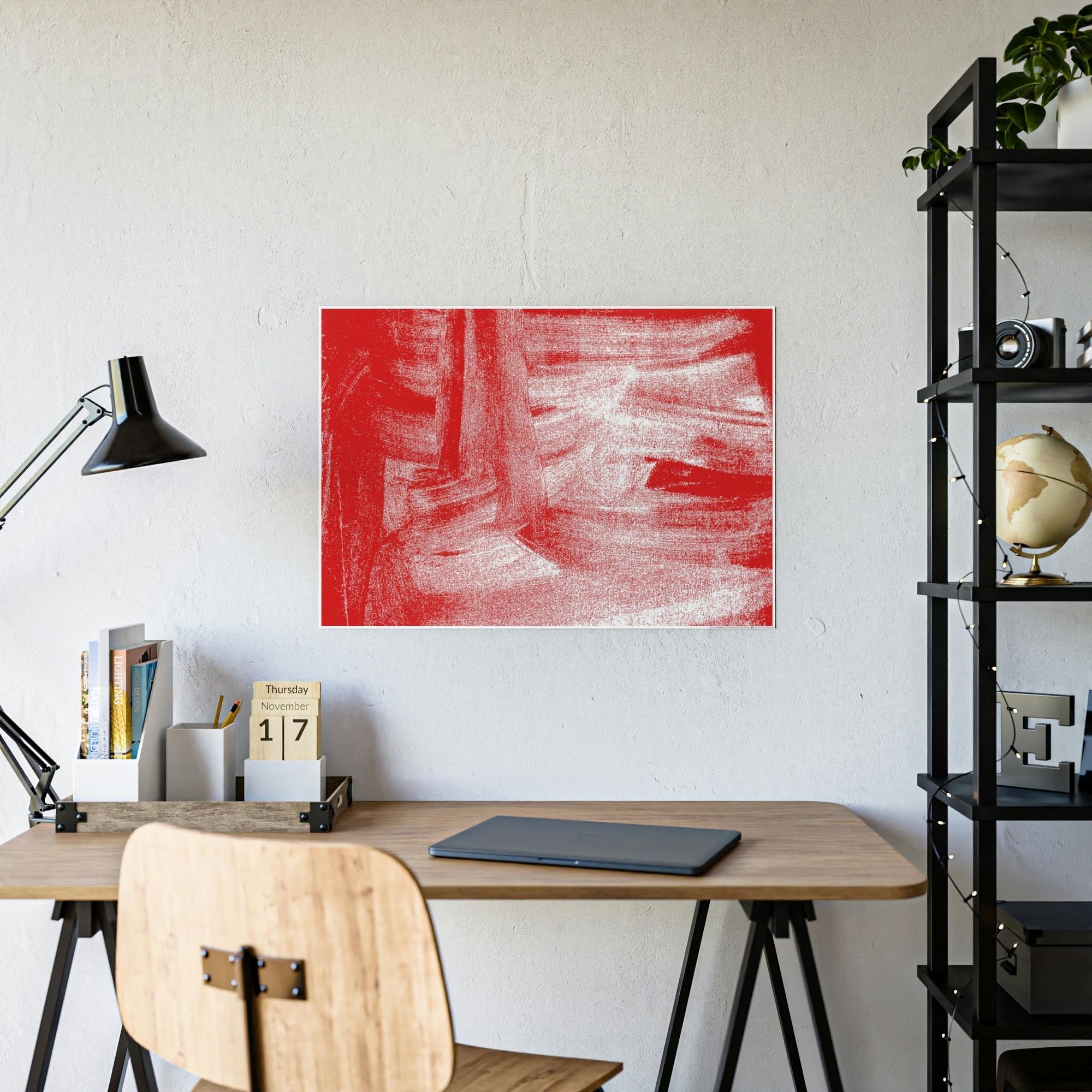 Red Abstract Art Abstract Energy: A Red Art Print on Poster and Framed Canvas for Your Wall