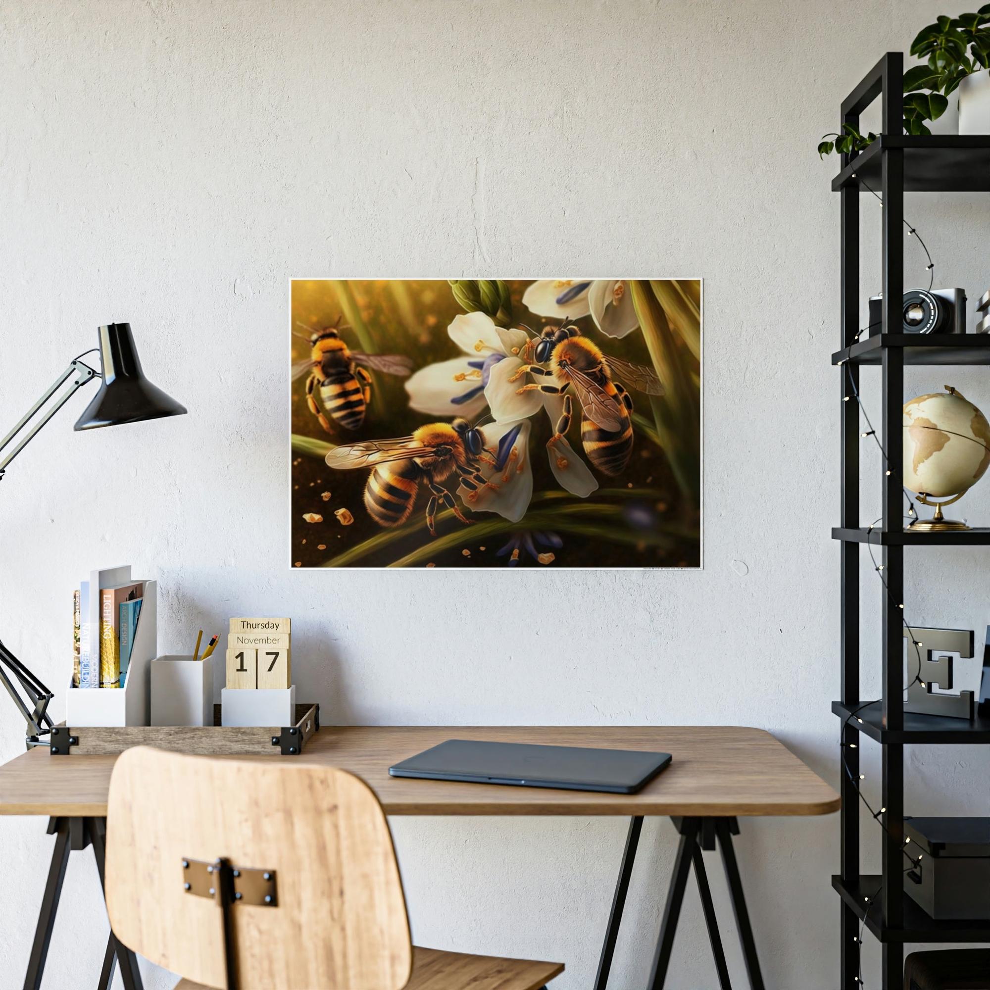 Bees The Buzzing Life: A Wall Art Canvas & Poster of Bees in Motion