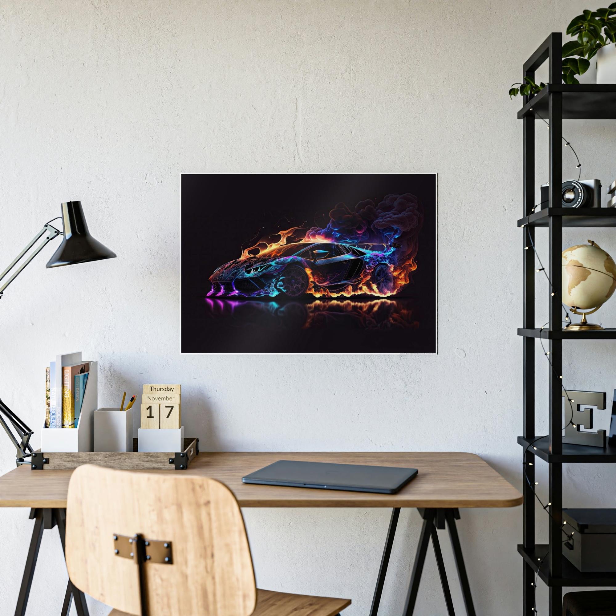 Lamborghini Roaring Beauty: Lamborghini on Natural Canvas & Poster for Wall Art Enthusiasts