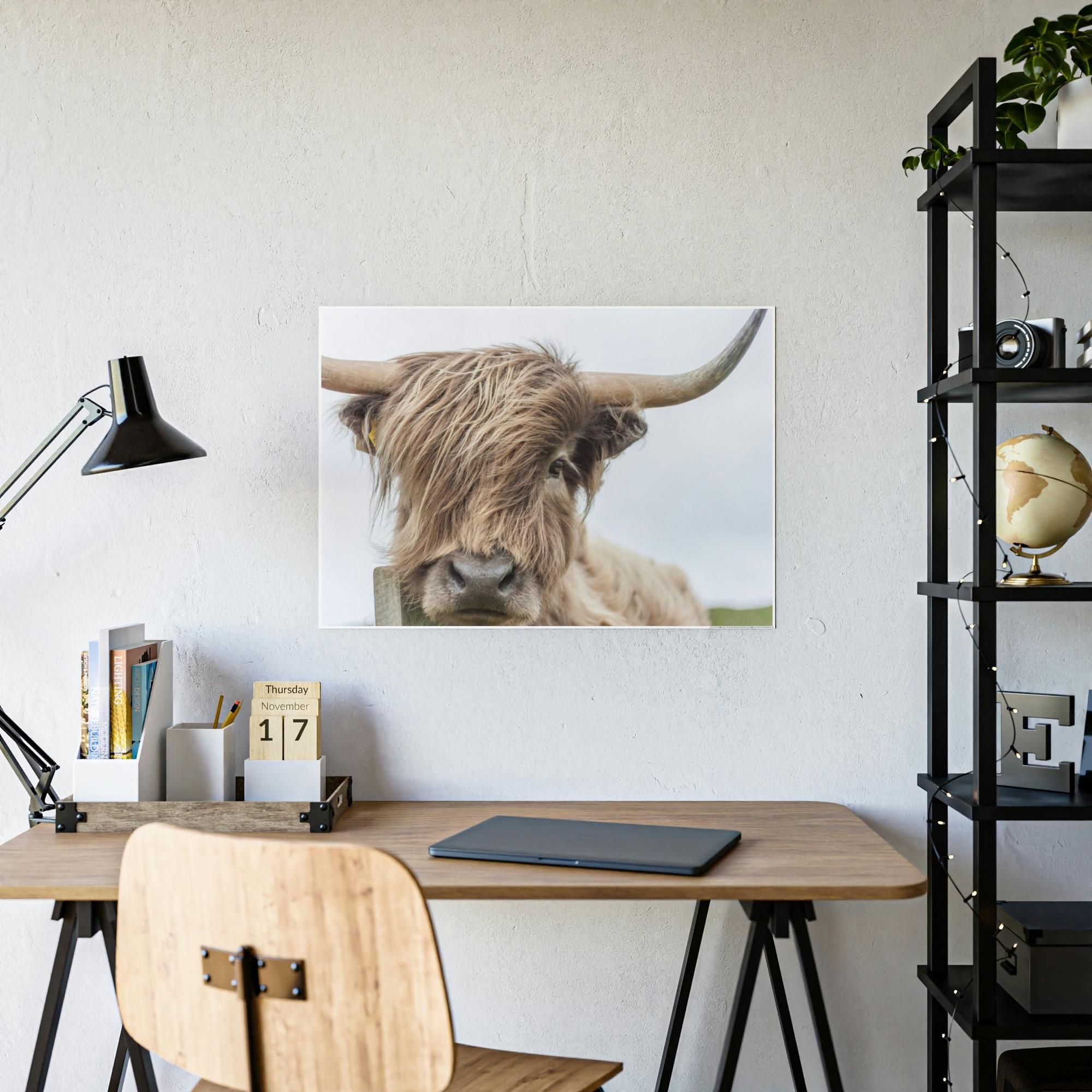 Highland Cow Wilderness Wonder: Wall Art on Canvas of a Majestic Highland Cow in the Wild