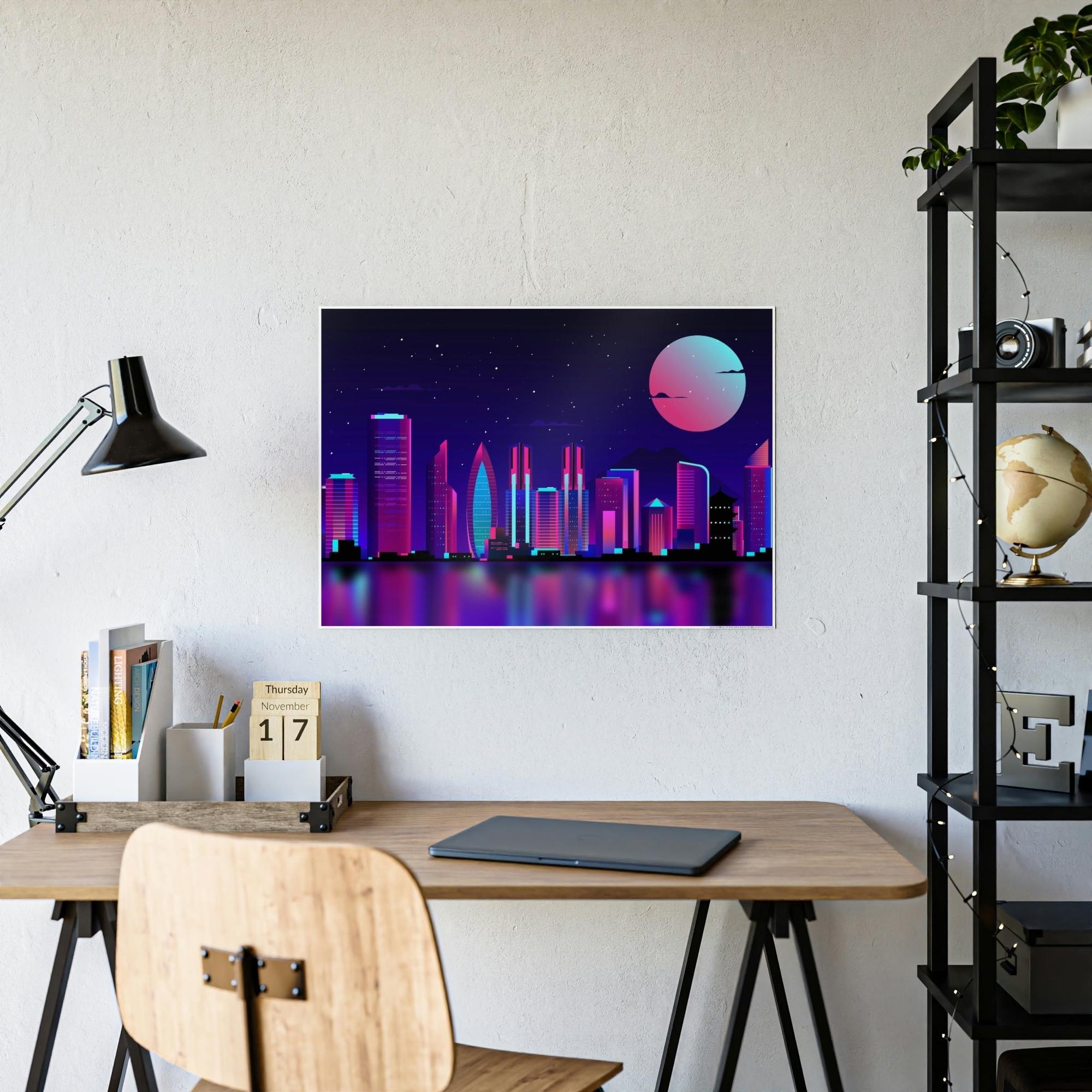 Neon Radiant Reflections: Captivating Canvas Prints with Neon Glow for Striking Decor