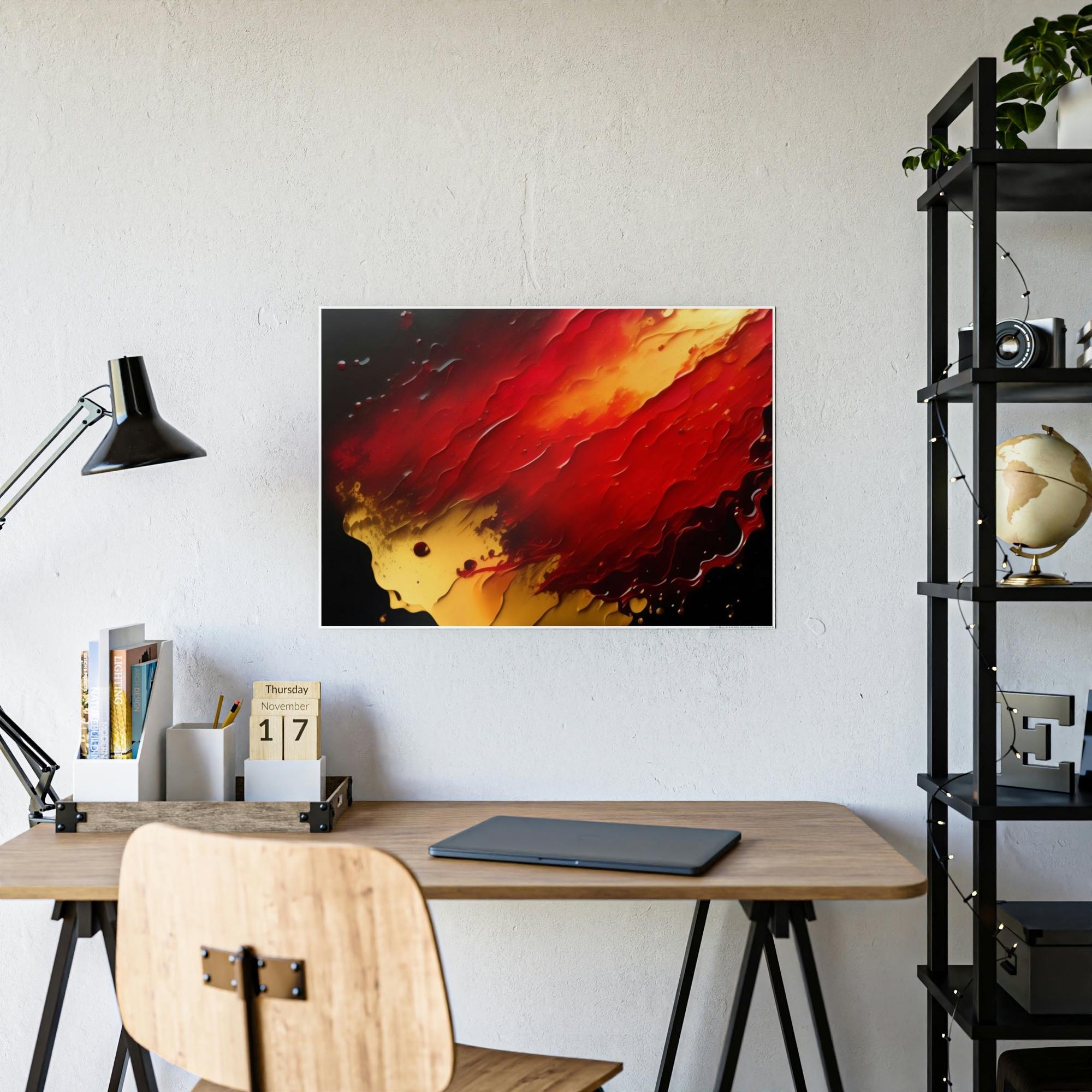 Red Abstract Art Shades of Passion: A Red Abstract Art Print on Poster and Canvas