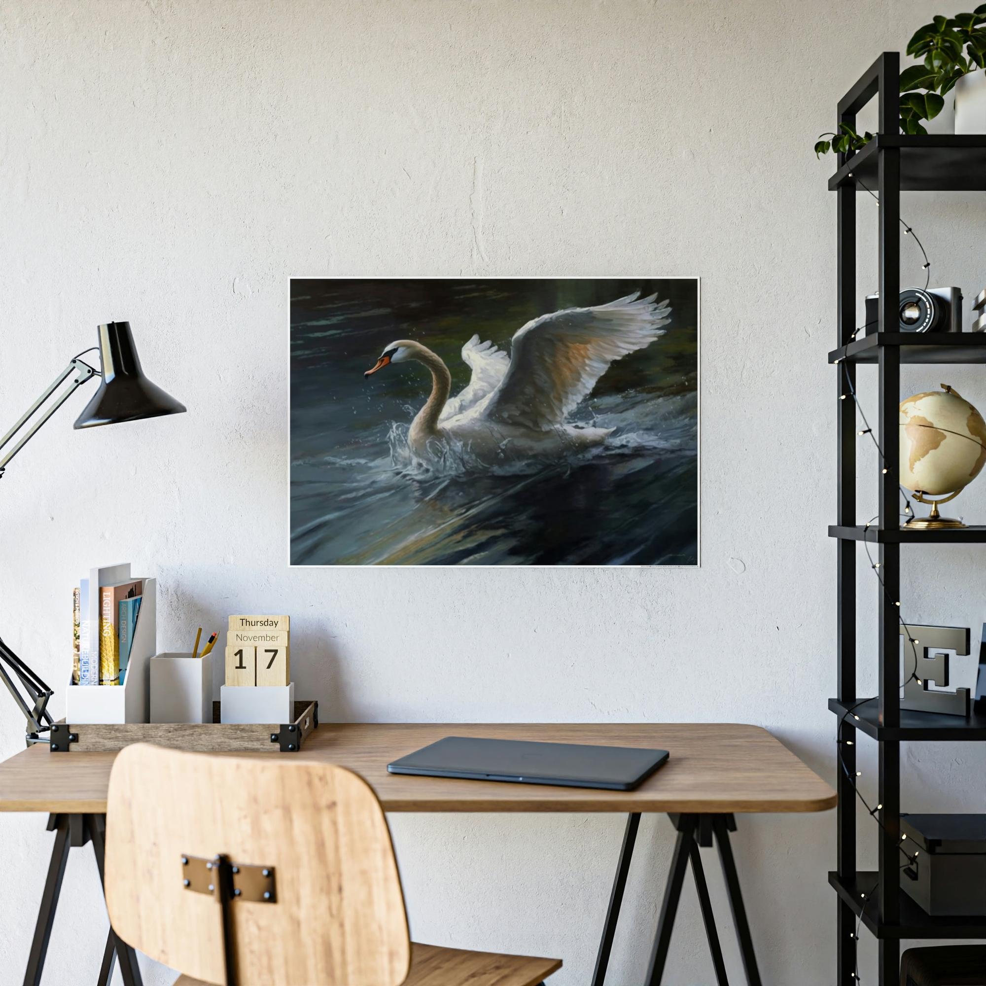 Swans The Swan's Realm: A Nature-Inspired Painting on Canvas