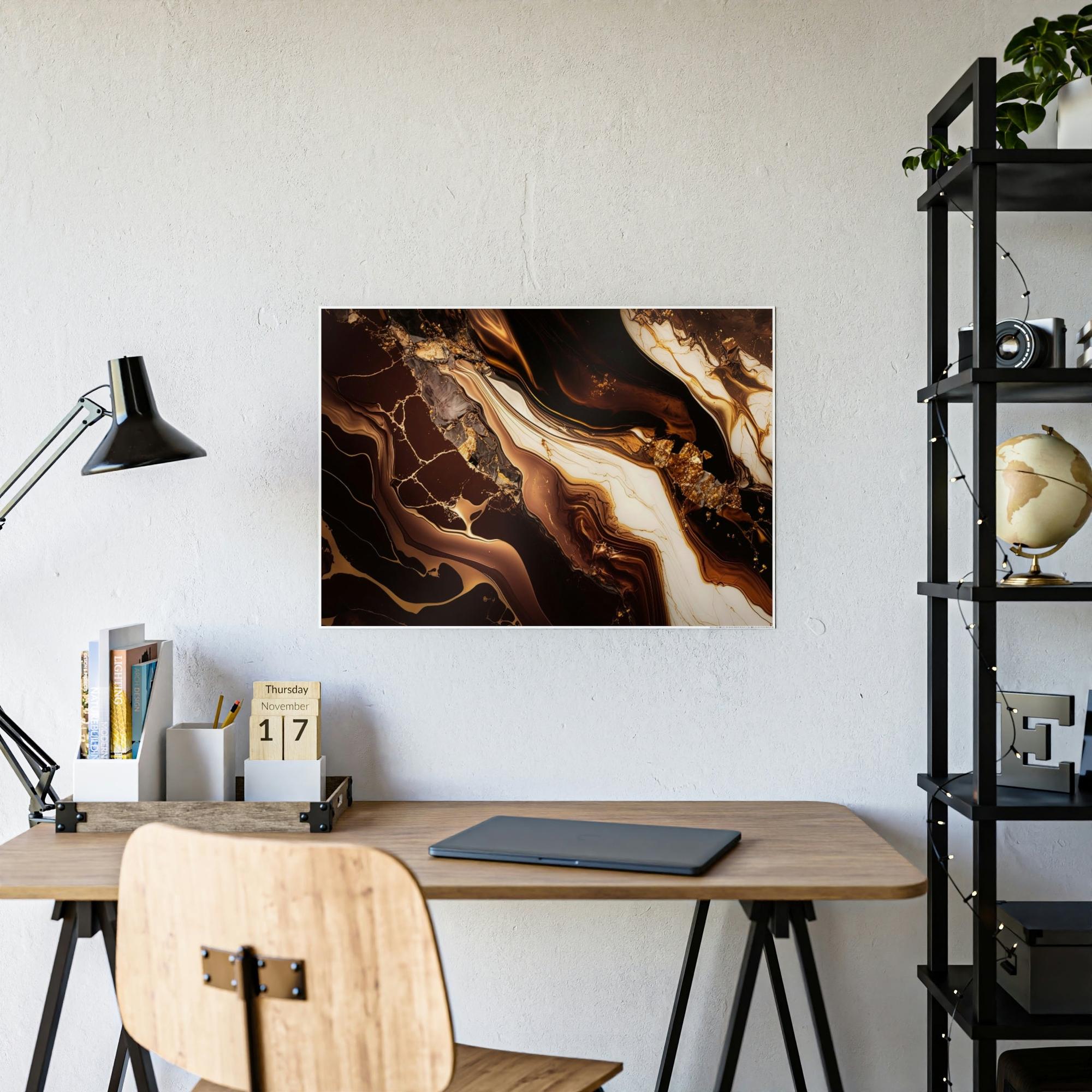Gold Abstract Art Shimmering Masterpiece: Gold Abstract Wall Art on Canvas & Poster