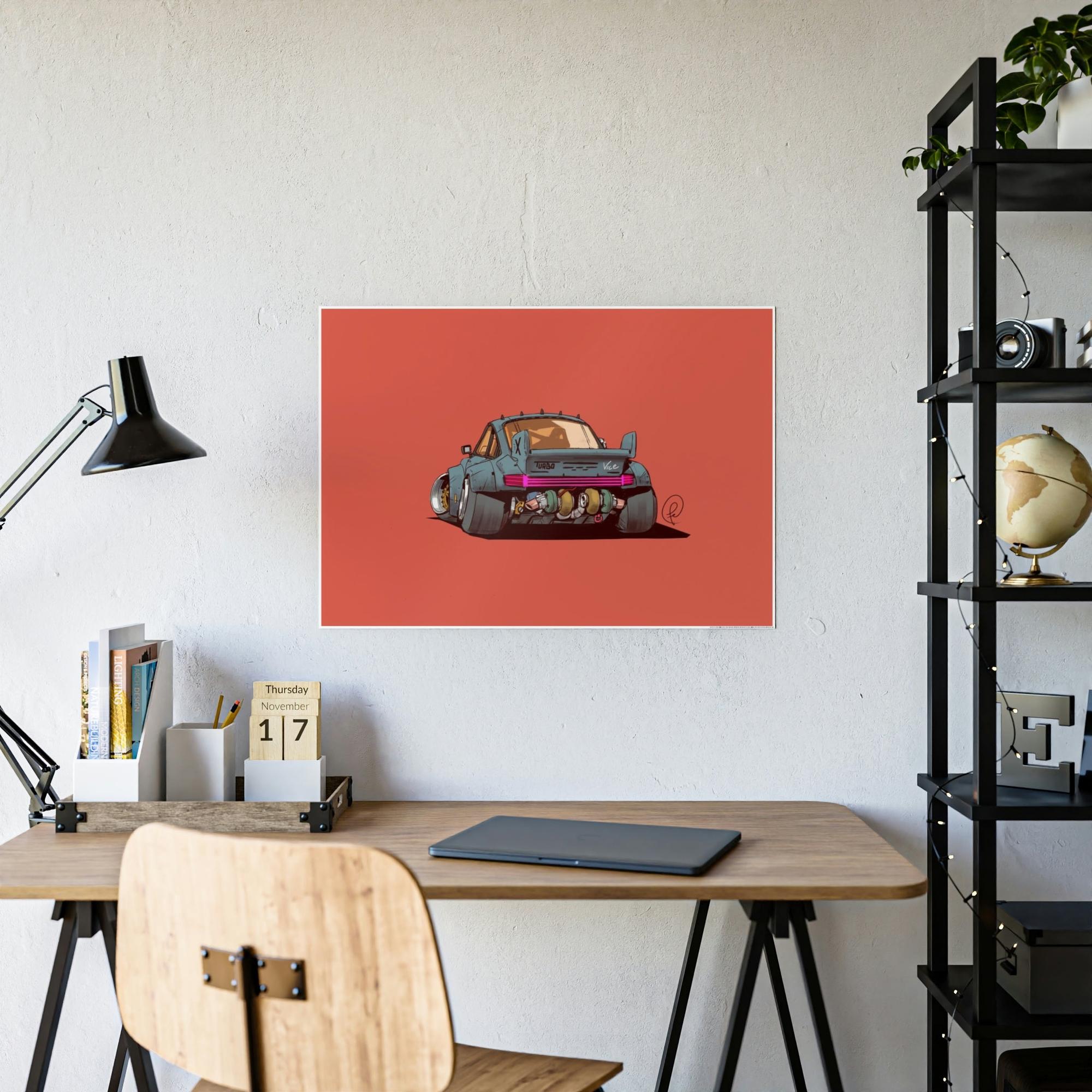 Porsche Vintage Porsche Essence: Poster Print on Framed Canvas