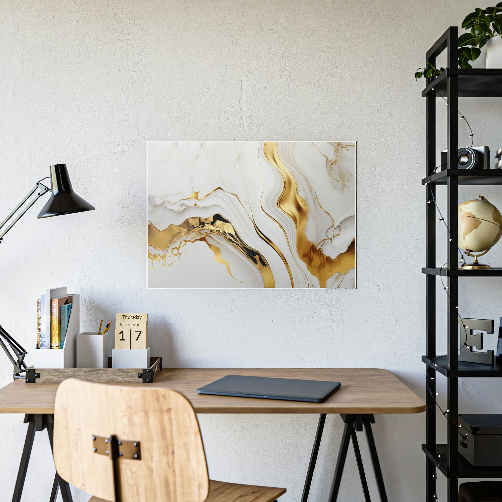 Gold Abstract Art Ethereal Radiance: Inspiring Canvas & Poster Wall Art of Gold Abstracts