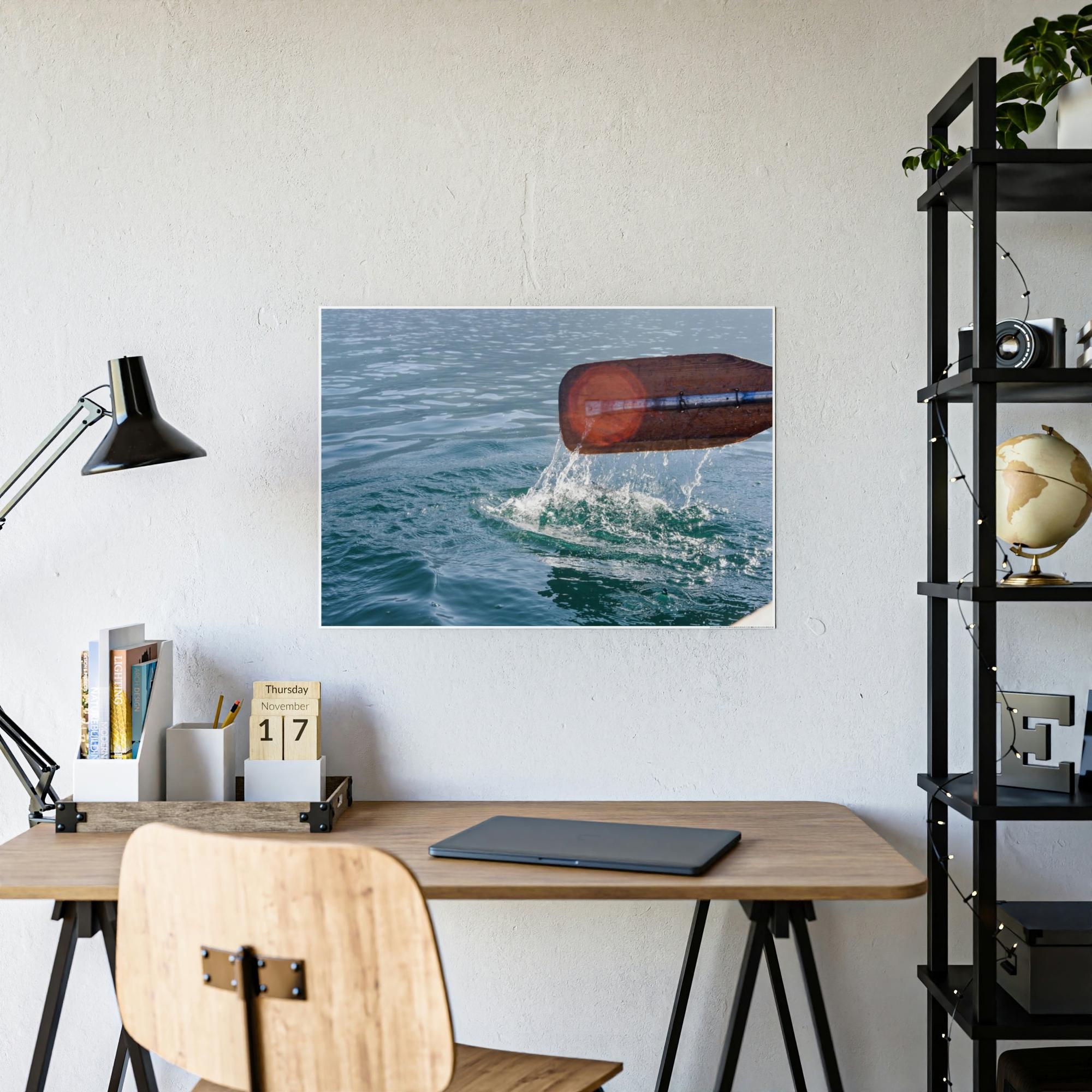 Boating Sailing the Seas: Natural Canvas and Framed Poster with Boating Art