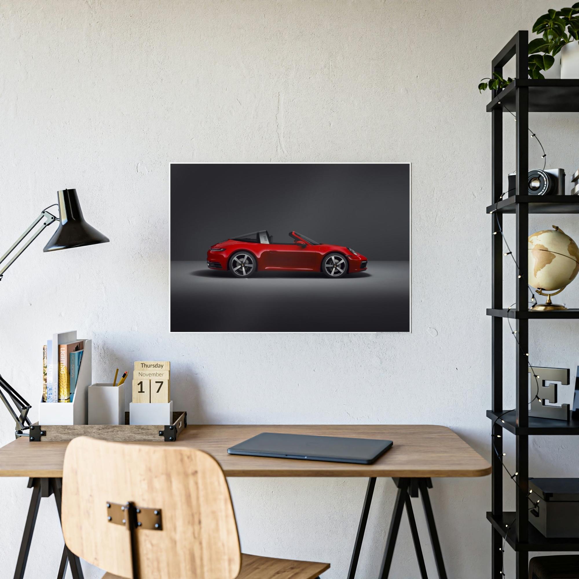 Porsche Ravishing Red: Canvas Wall Art Print of a Sleek and Stylish Red Porsche