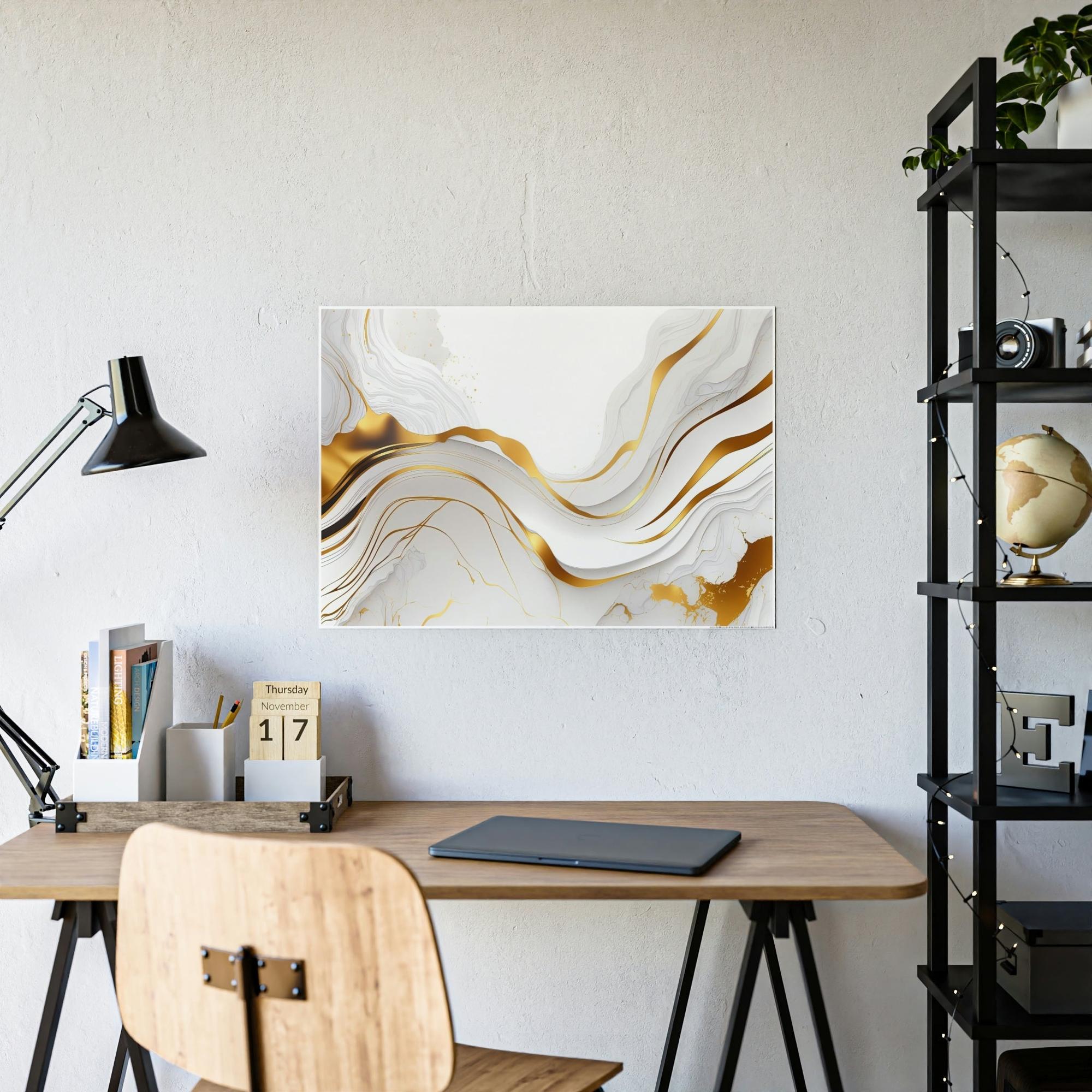 Gold Abstract Art Golden Serenity: Elegant Gold Abstract Canvas & Poster Wall Decor