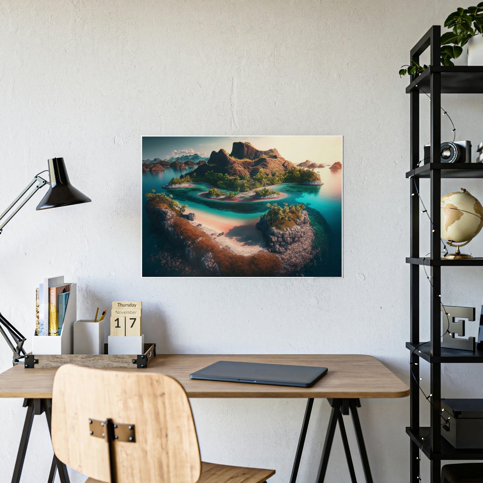 Tropical Island Dreams: A Colorful Tropical Scene on Canvas