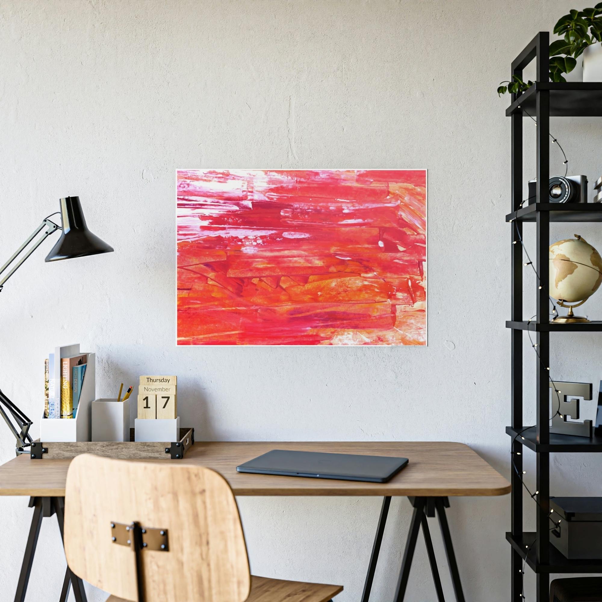 Red Abstract Art Red Inspiration: A Mesmerizing Print on Natural Canvas for Your Wall Decor