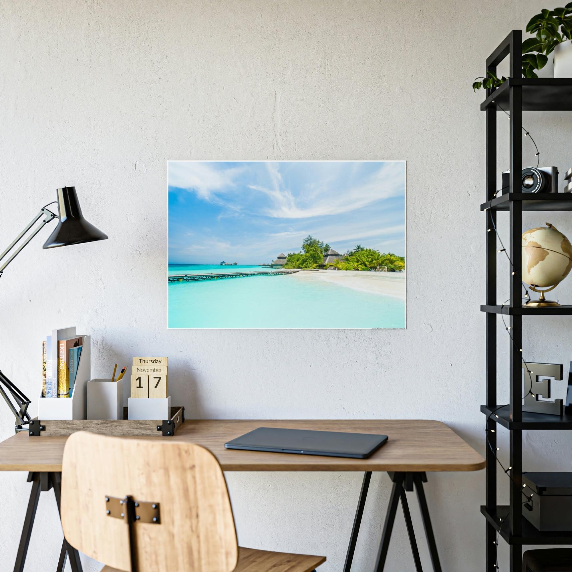 Island Beach Island Reverie: Wall Art of a Serene Beach on a Tropical Island on a Natural Canvas