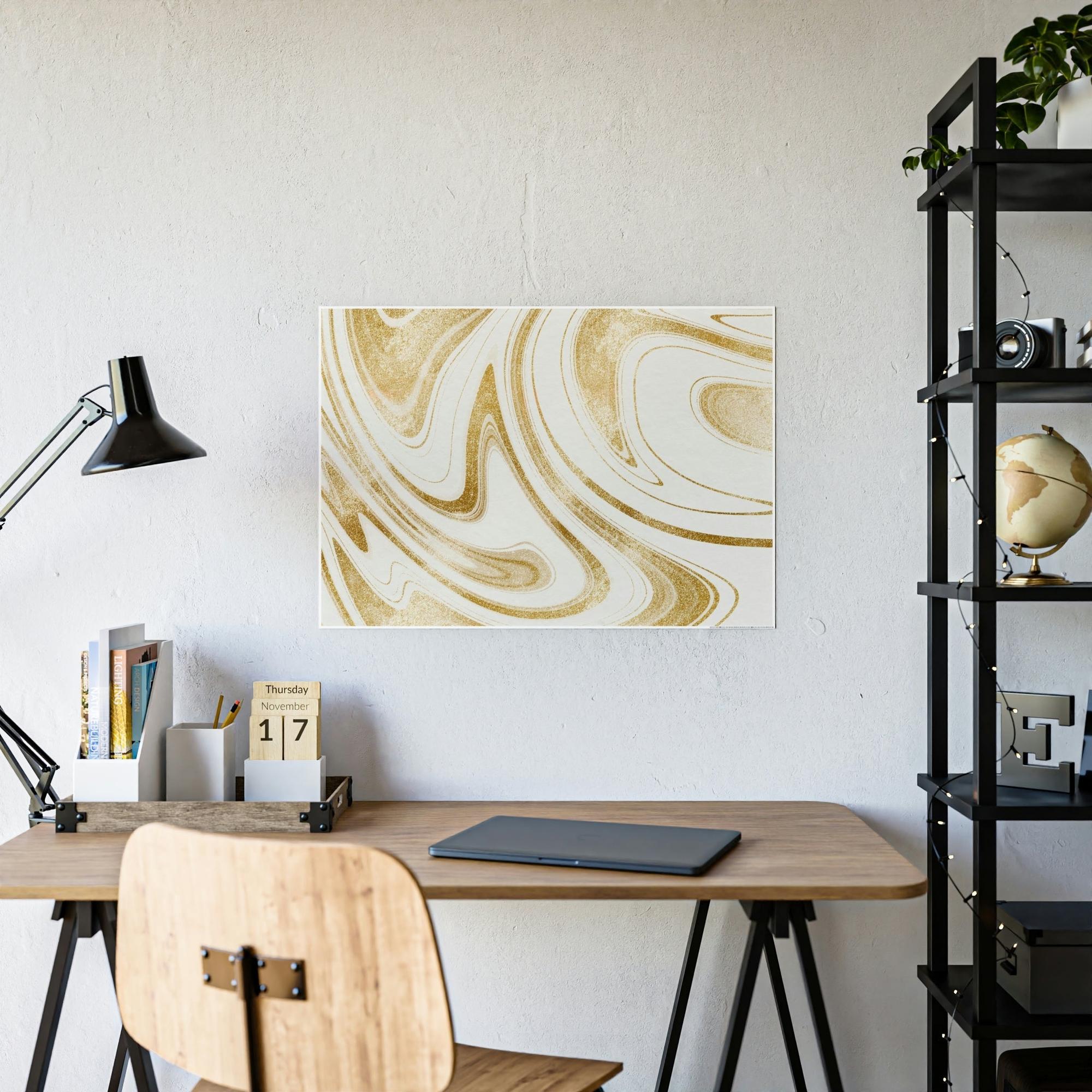 Gold Abstract Art Touch of Opulence: Gold Abstract Wall Art on Framed Poster & Canvas