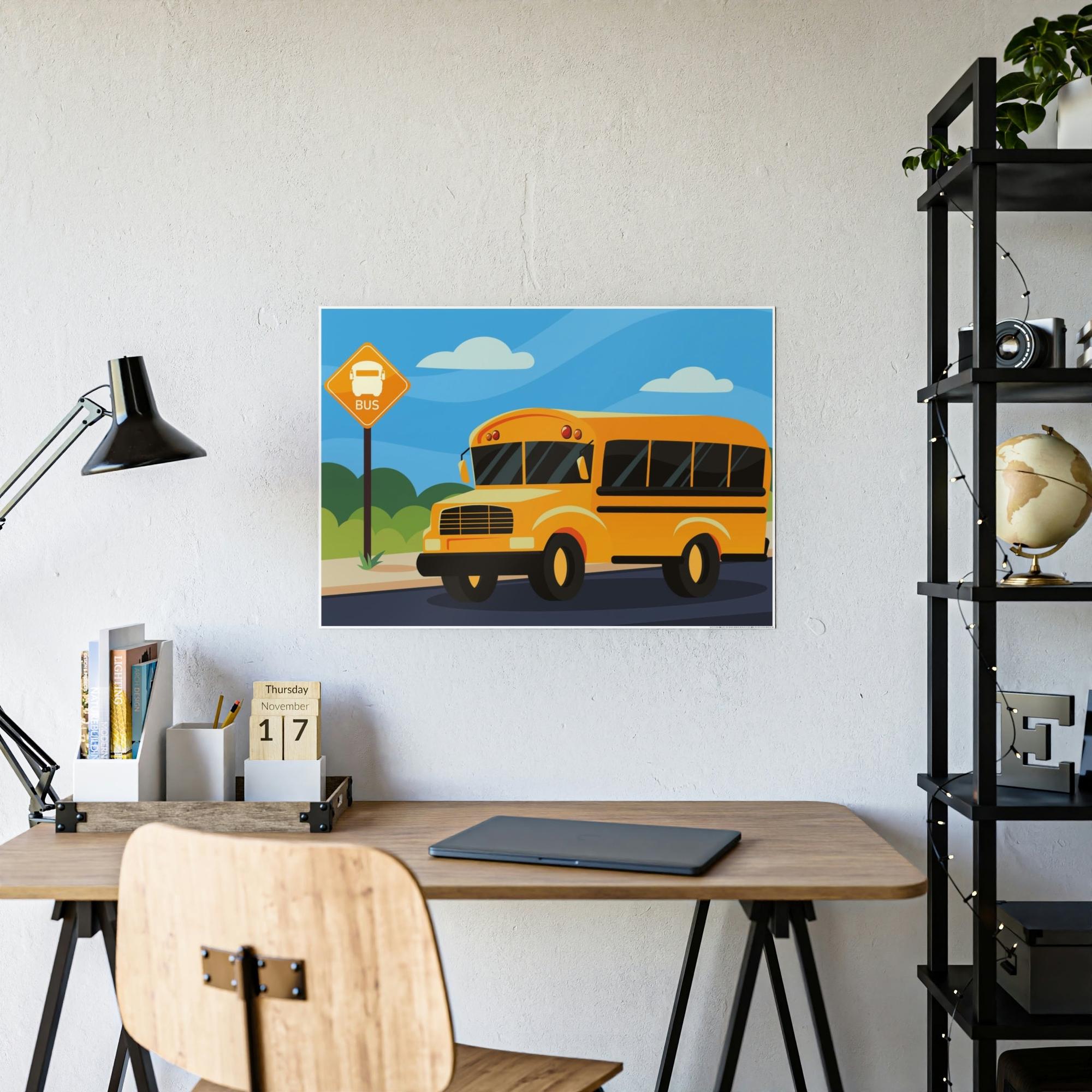 Bus Cityscape Symphony: Harmonizing Bus and Canvas & Poster Wall Art