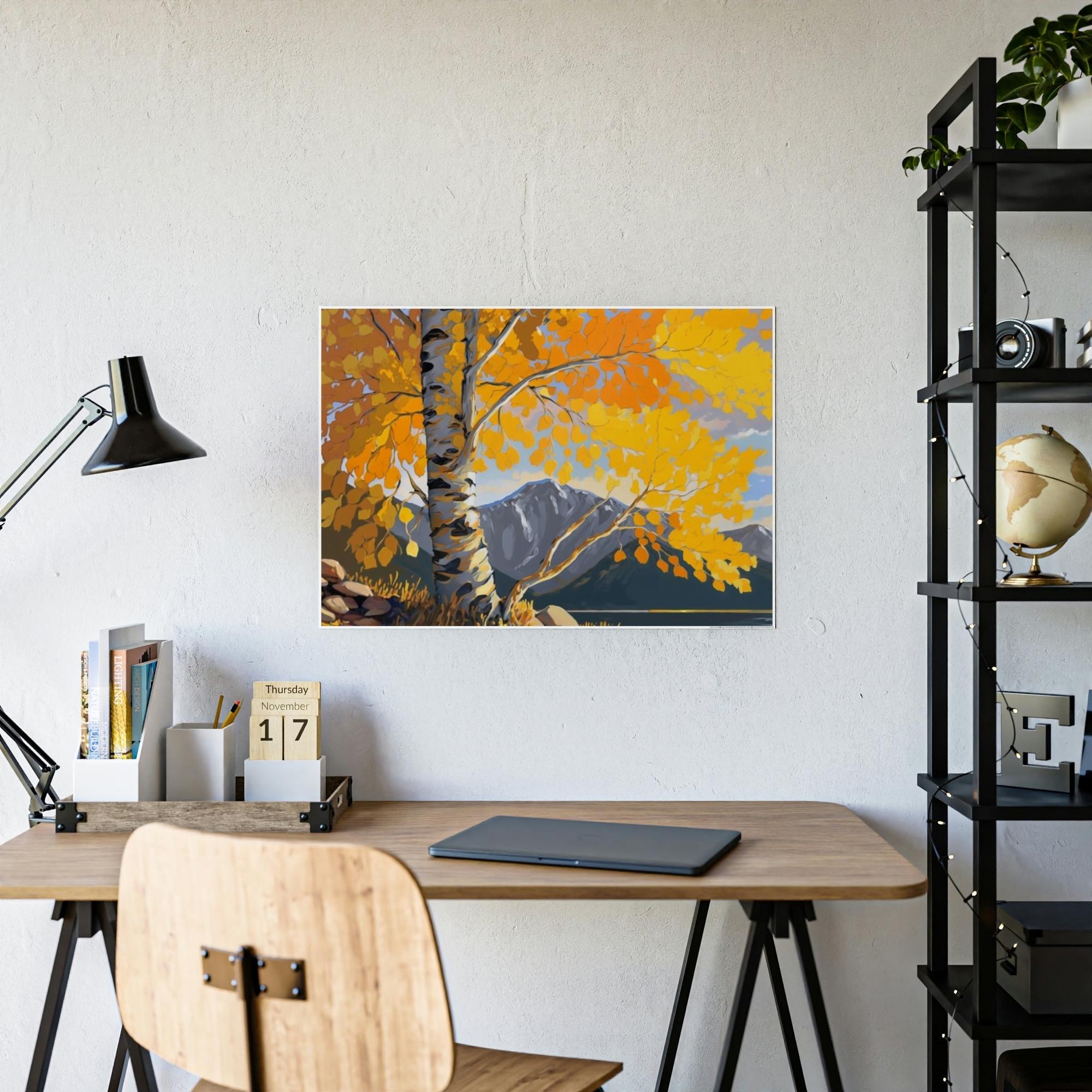 Aspen Trees The Majesty of Aspen Trees: Framed Canvas & Poster Print of Golden Leaves