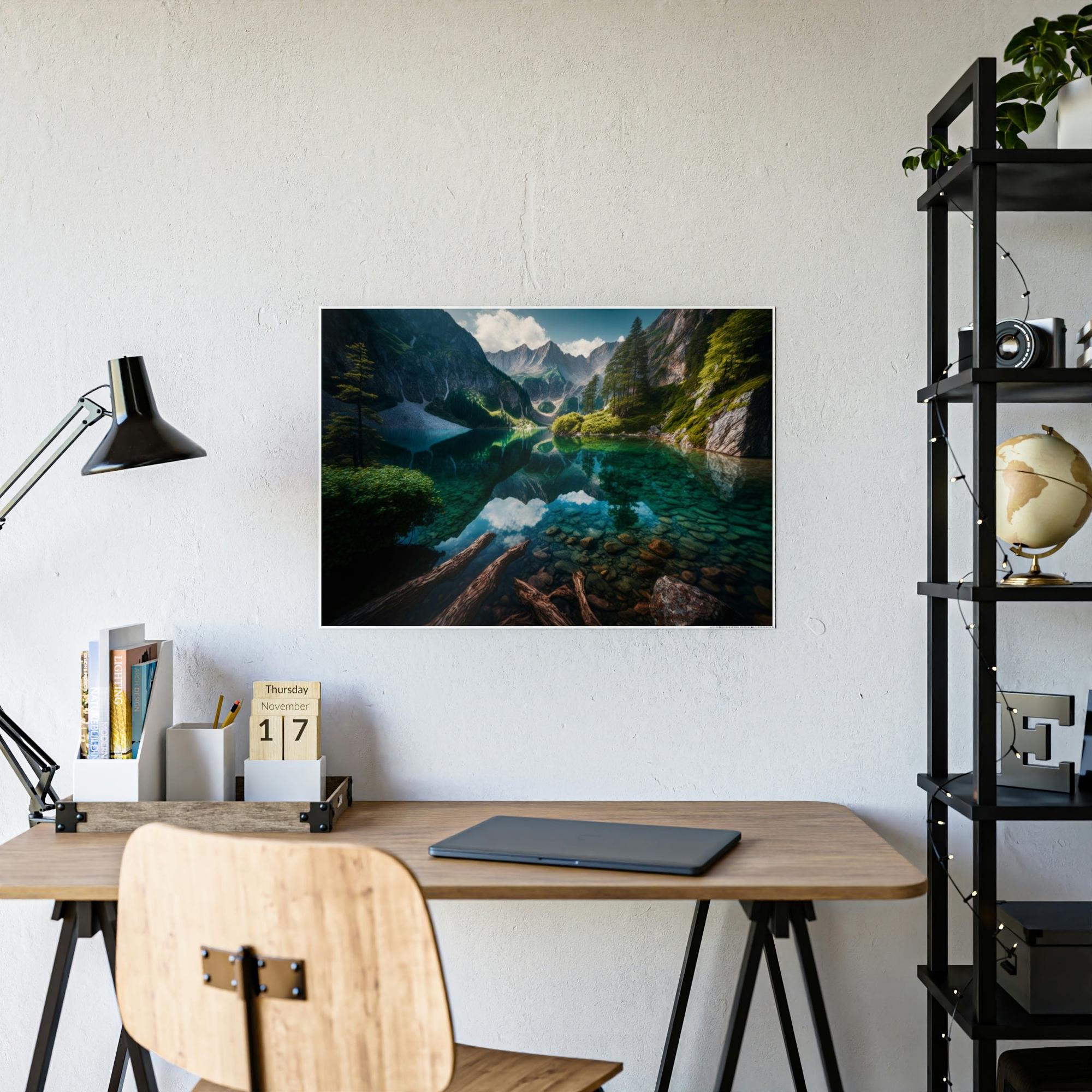 Lakes And Rivers Serene Waterscapes: Lakes and Rivers on Natural Canvas and Framed Poster