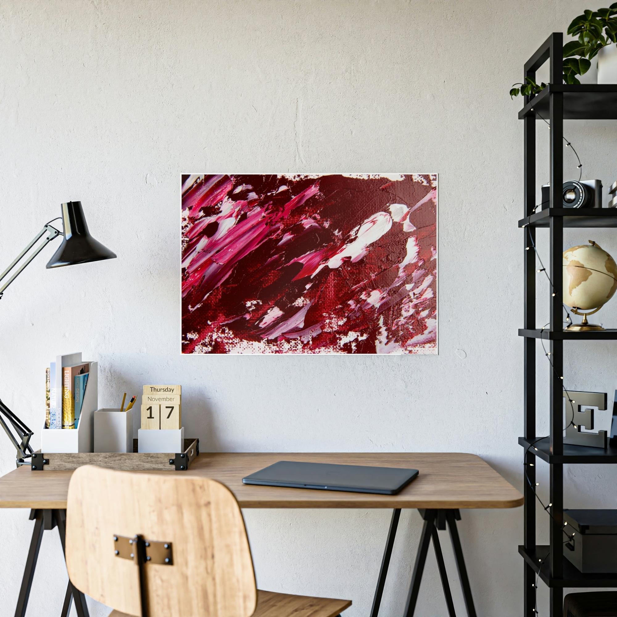 Red Abstract Art Red Fireworks: A Vibrant Print on Natural Canvas to Brighten Your Room