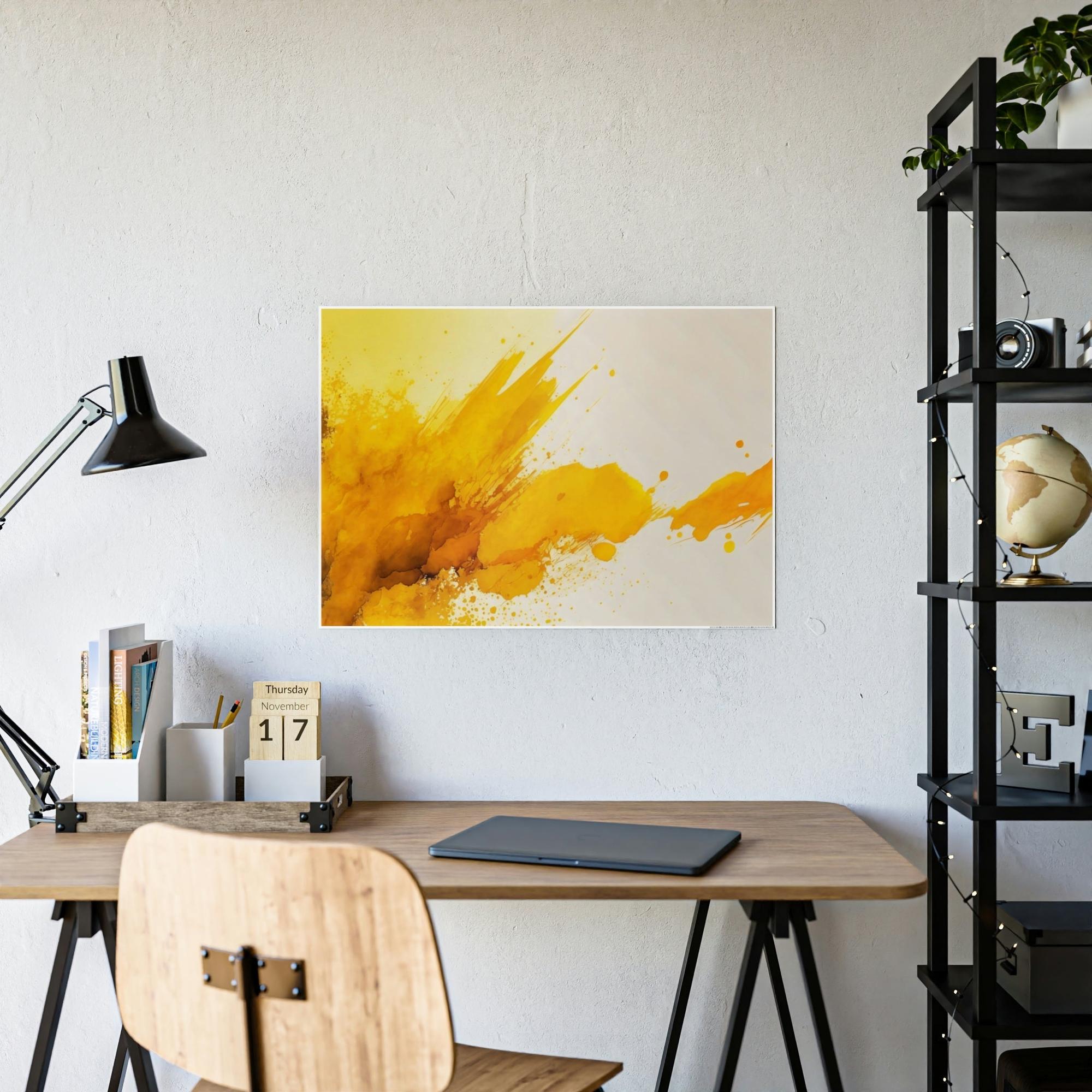 Yellow Abstract Sunshine: Bold and Cheerful Framed Poster and Canvas Print Art Featuring a Yellow Abstract Design