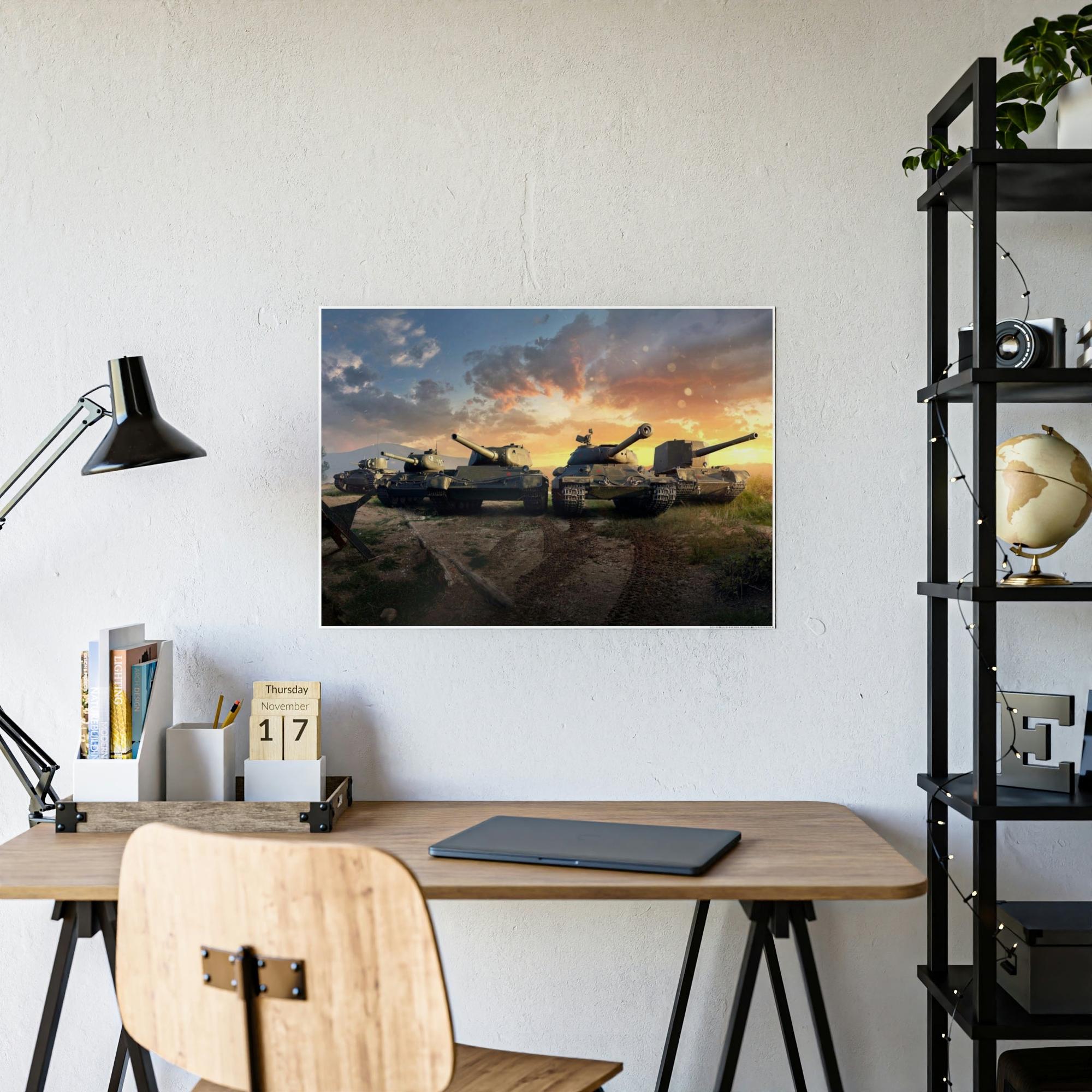 World Of Tanks The Essence of Battle: Dynamic World of Tanks Framed Canvas Wall Art