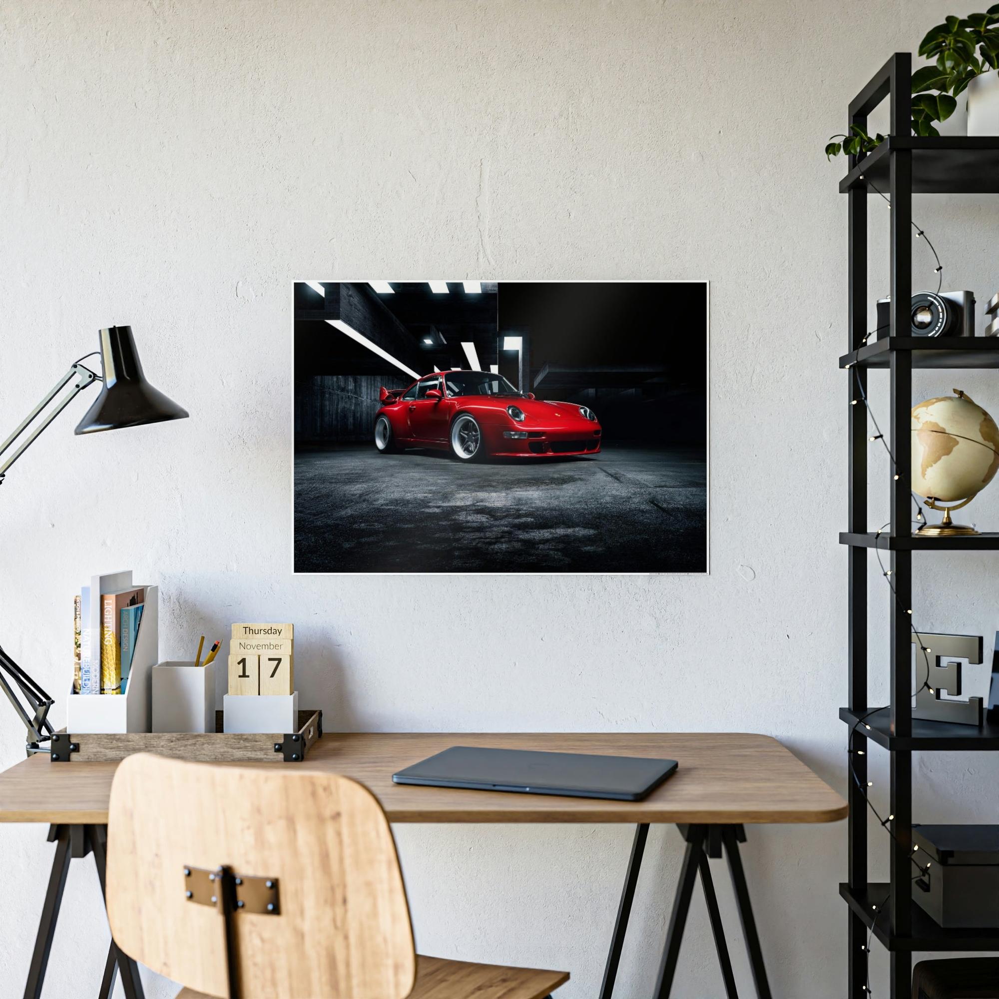 Porsche Passionate Red Porsche: A Vibrant Print on Natural Canvas & Poster
