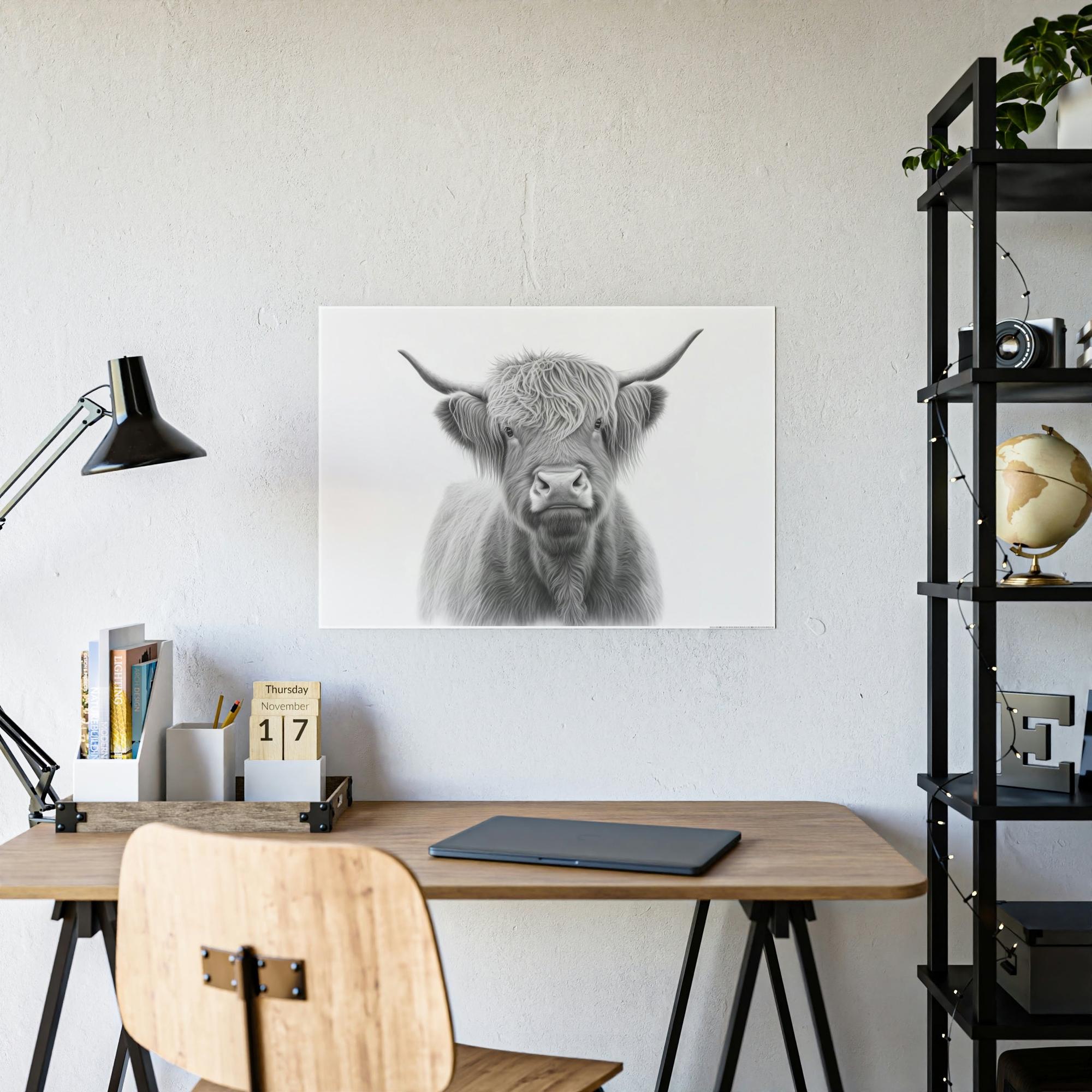 Cows Artistic Whimsy: Framed Poster Wall Art Featuring a Playful Cow Portrait on Canvas
