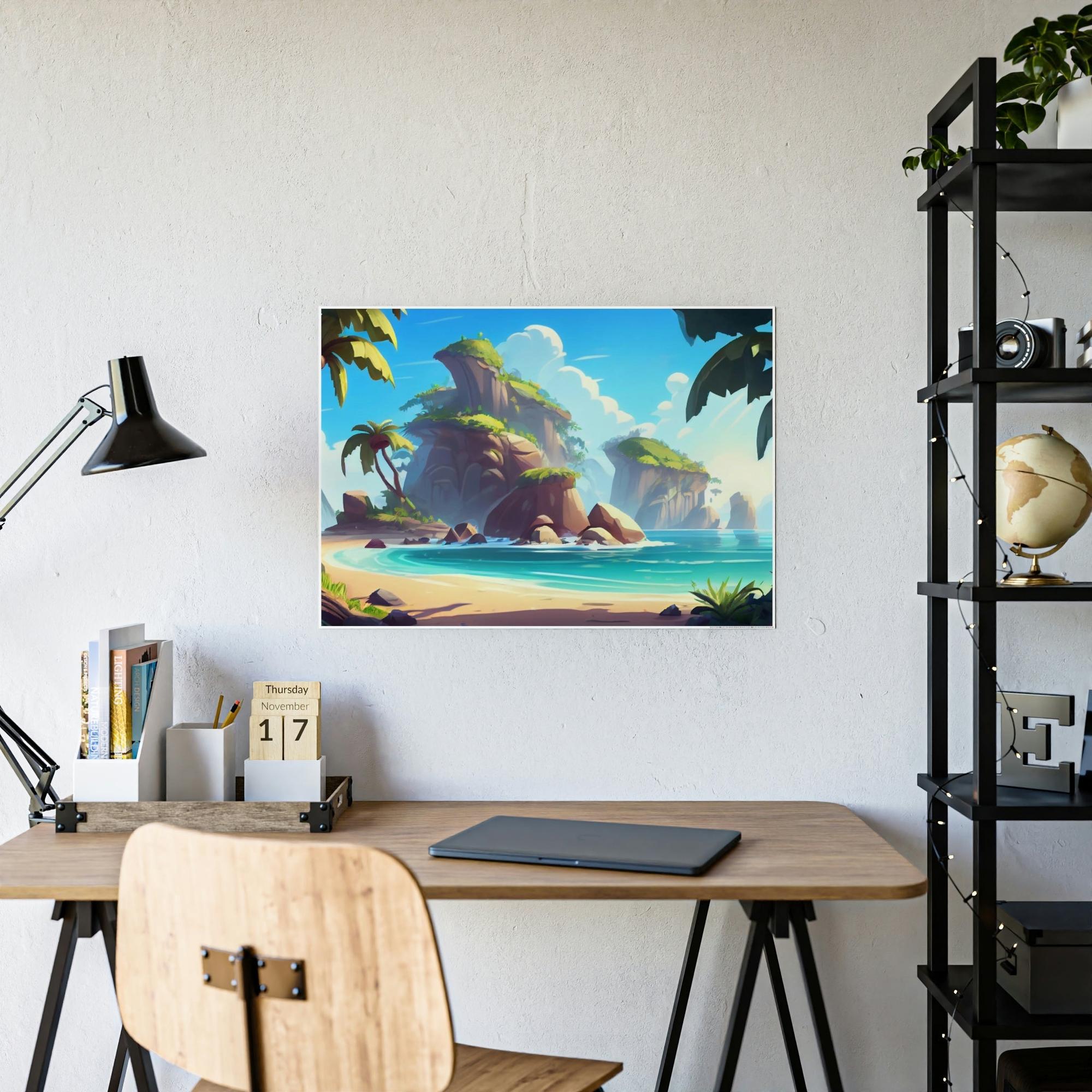 Island Beach Island Paradise: Natural Canvas & Poster Art of a Blissful Beach Scene