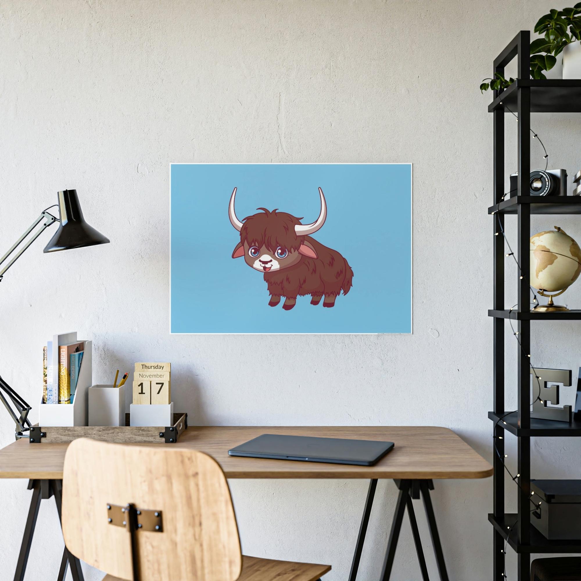 Cows Adorable Bovine: Framed Poster Wall Art Featuring a Sweet Cow Portrait for Kids' Room Decor