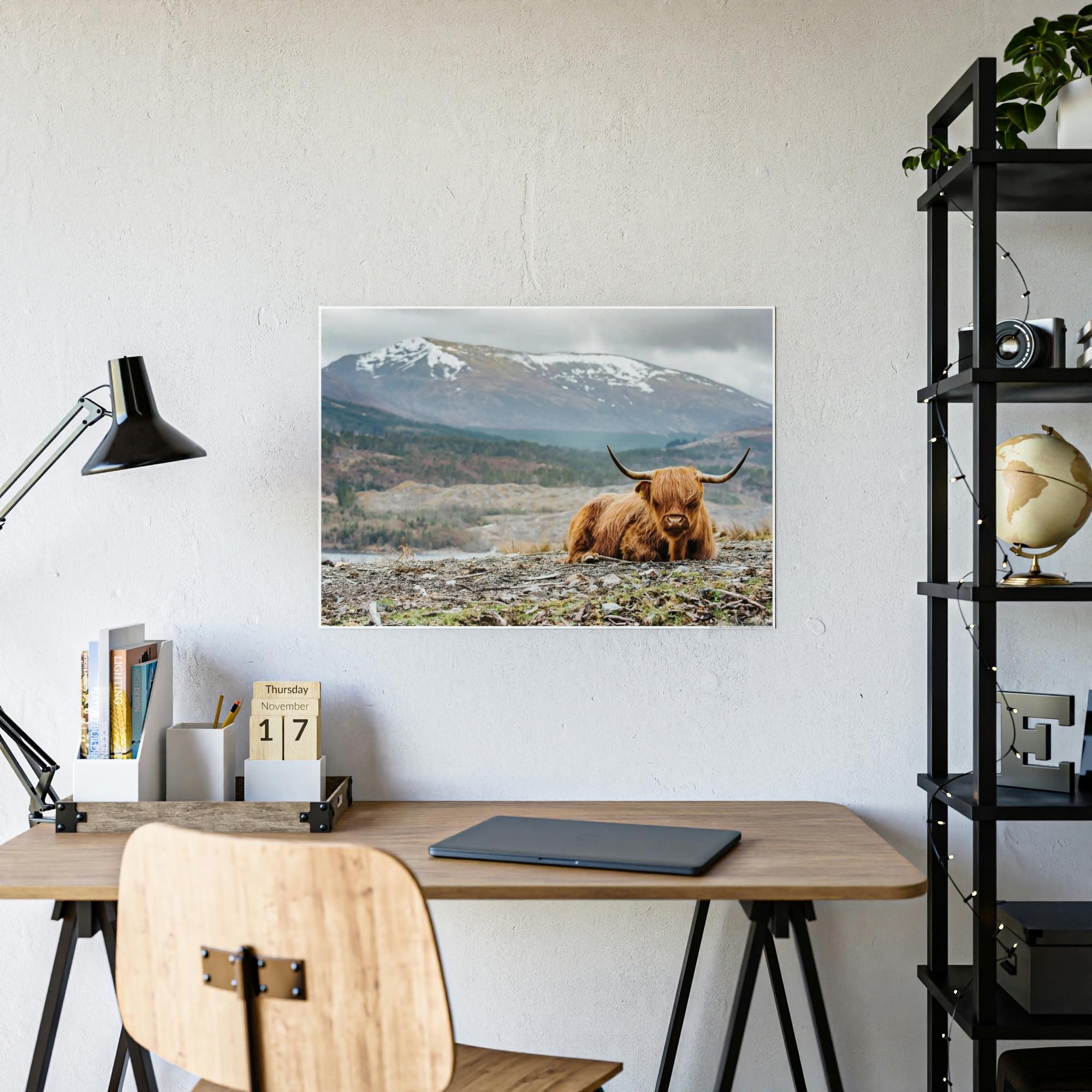 Highland Cow Highland Cow | Furry Cow in the Mountains | Art Canvas — Pixoram