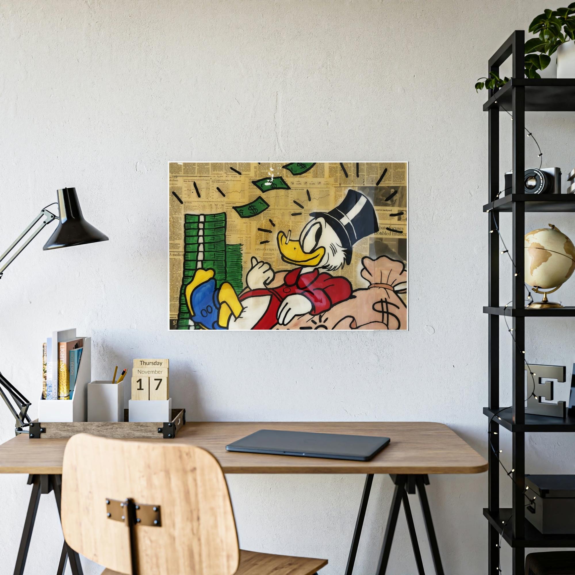 Monopoly & Motivation Alec Monopoly's Duck Tales: Disney's Duck as Street Art on Natural Canvas and Framed Poster
