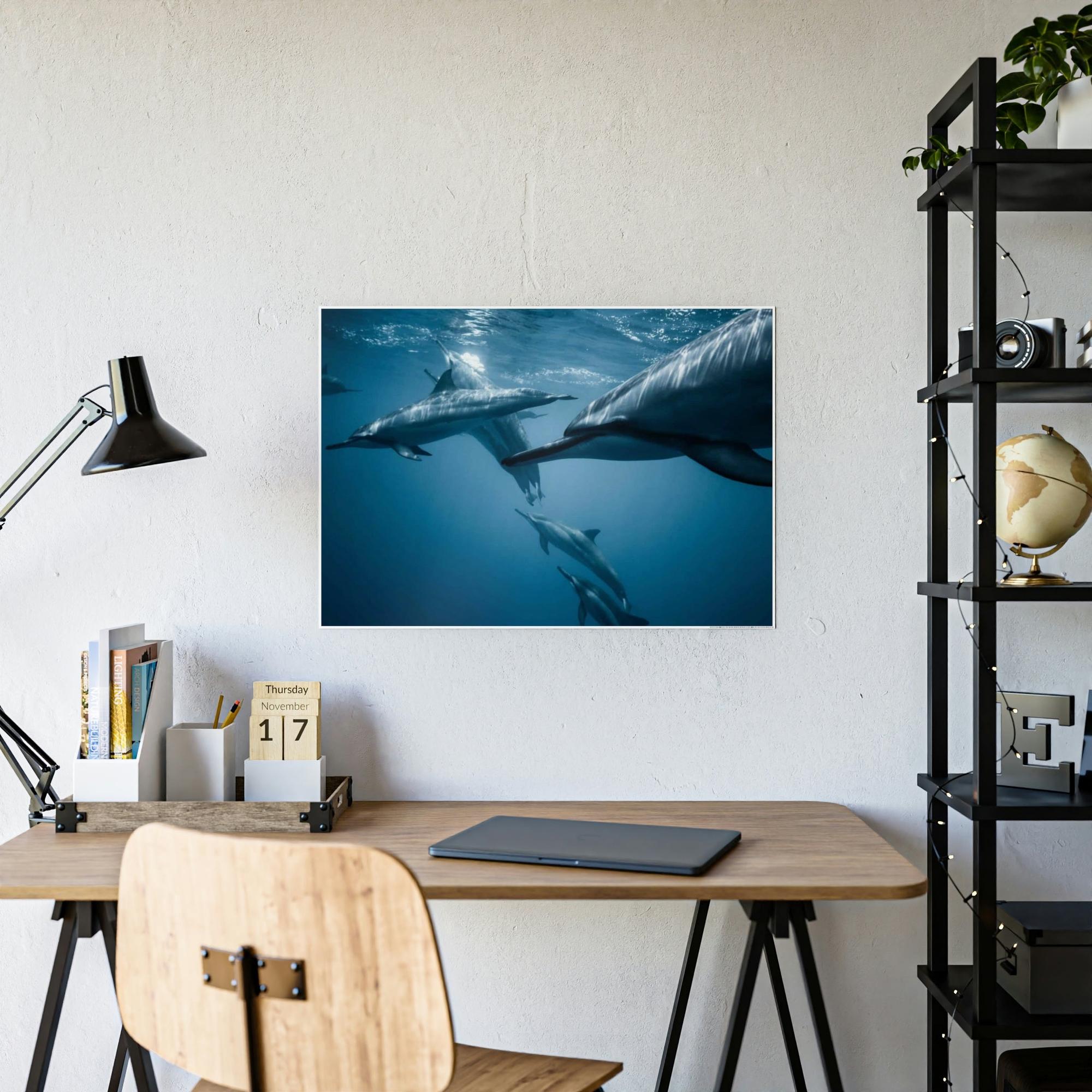 Dolphins Dolphin Delight: Canvas Print and Wall Art of Joyful Dolphins