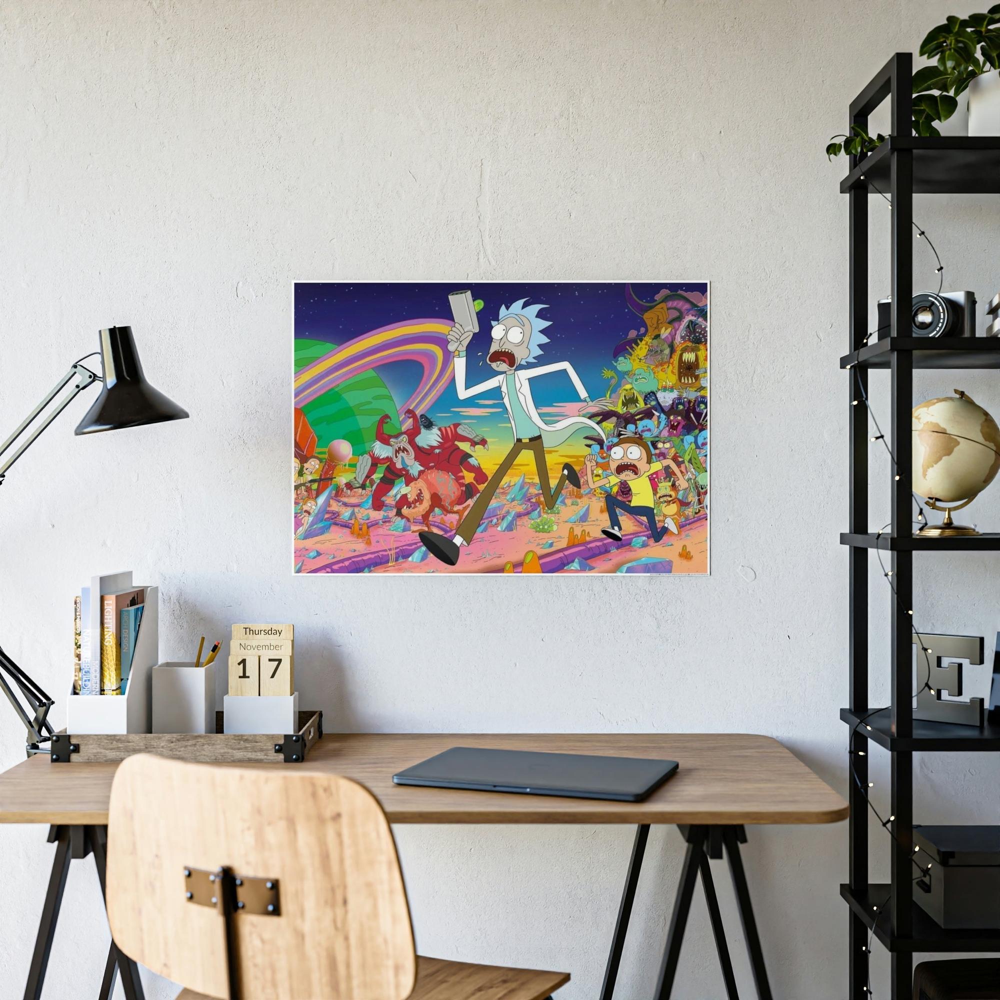 Rick And Morty Art Fantastical Adventures: Framed Canvas Wall Art Depicting Rick and Morty Artwork