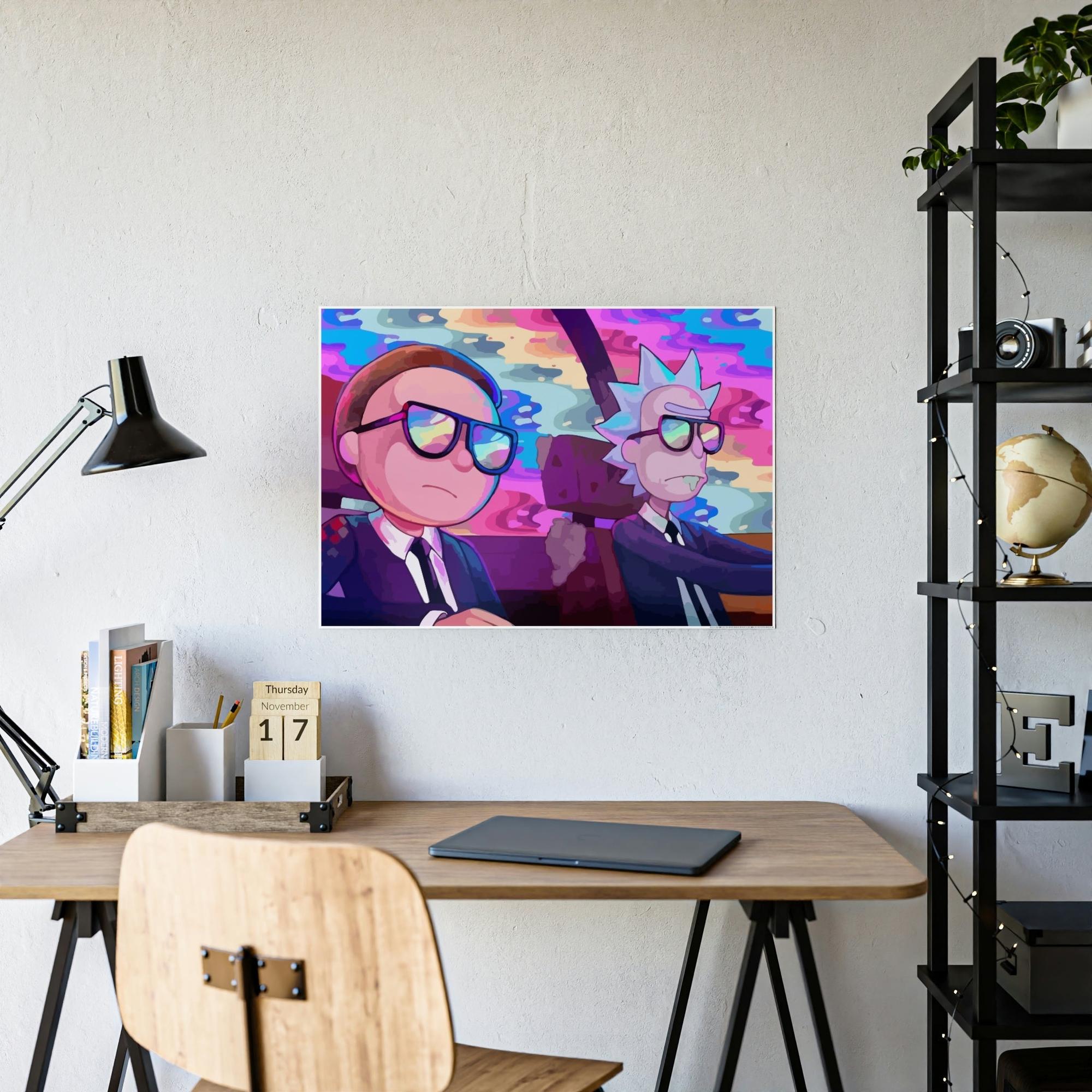 Rick And Morty Art Sci-Fi Adventures: Framed Canvas Wall Art Featuring Rick and Morty Cartoon Characters