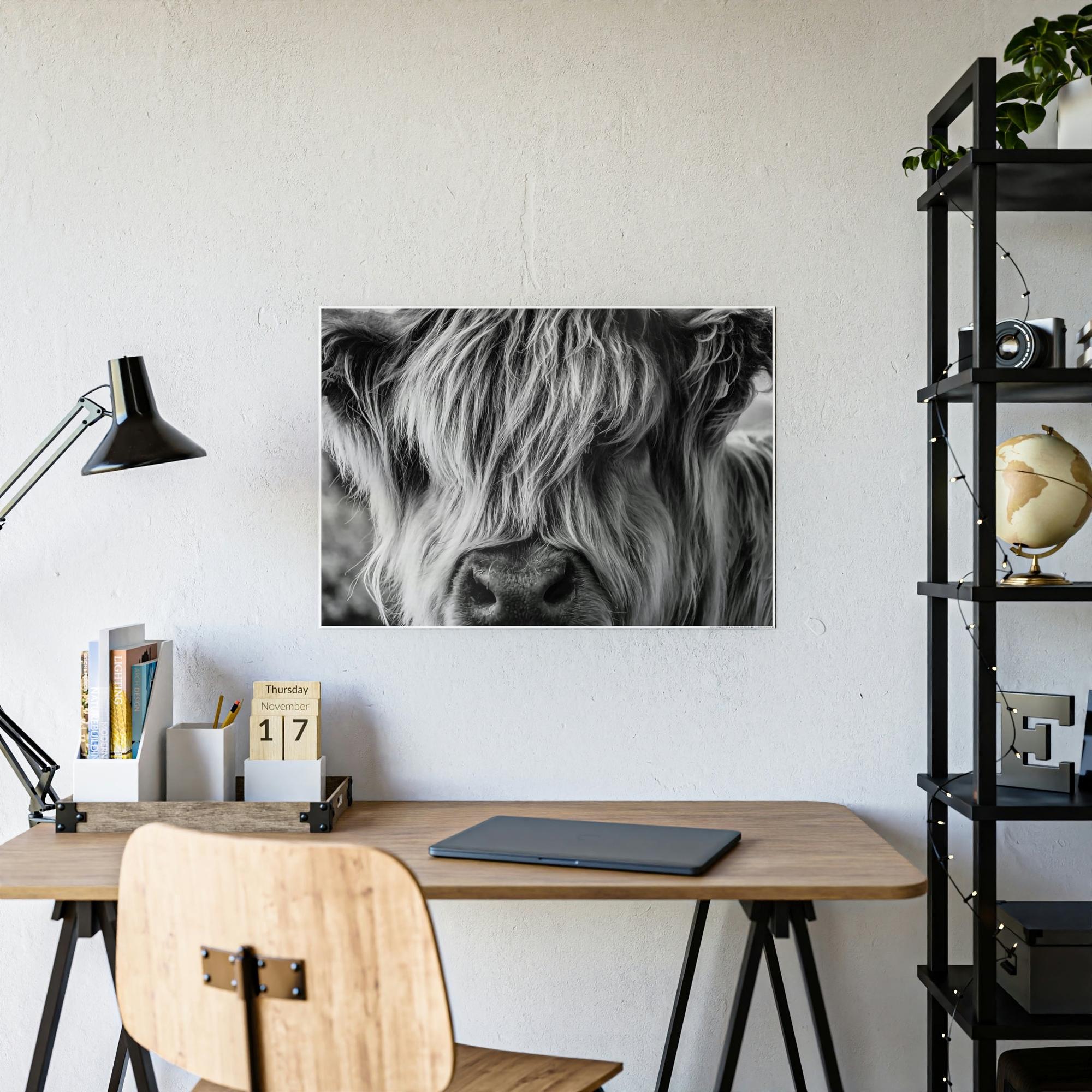 Highland Cow Highland Cow | Close-up View of Fluffy Buffalo on Canvas — Pixoram