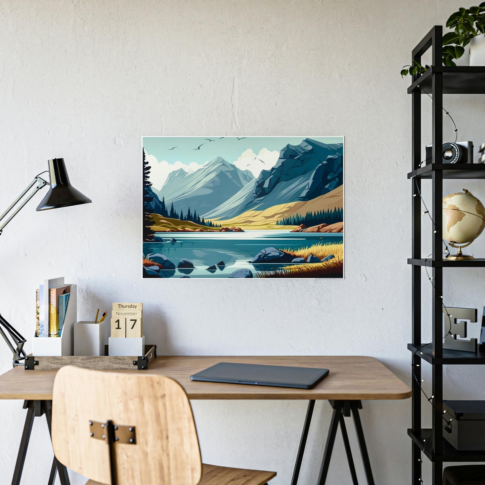 Lakes And Rivers Tranquil Sceneries: Lakes and Rivers on Natural Canvas and Framed Poster