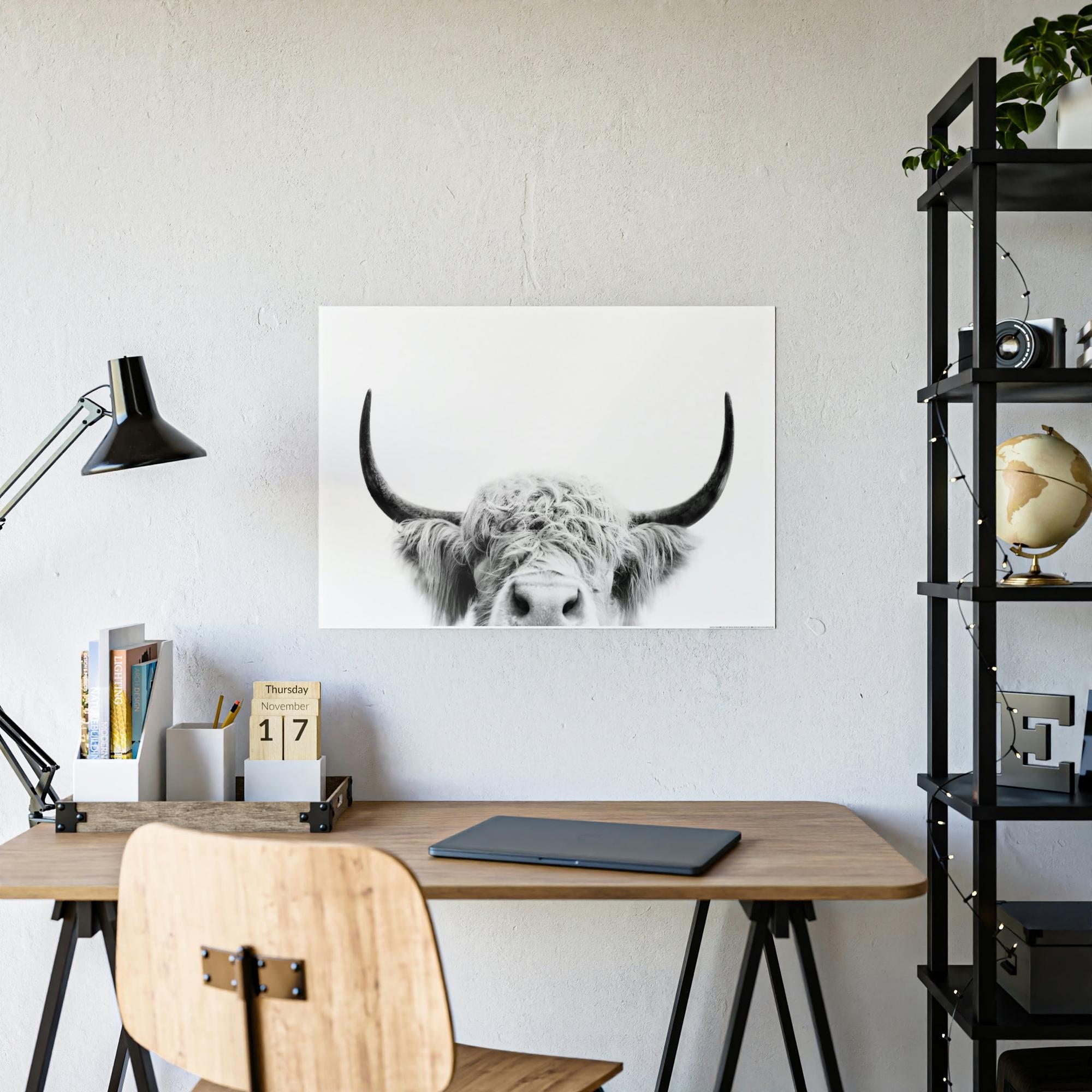 Highland Cow Highland Cow | Close-up of a Horned Cow | Wall Art — Pixoram