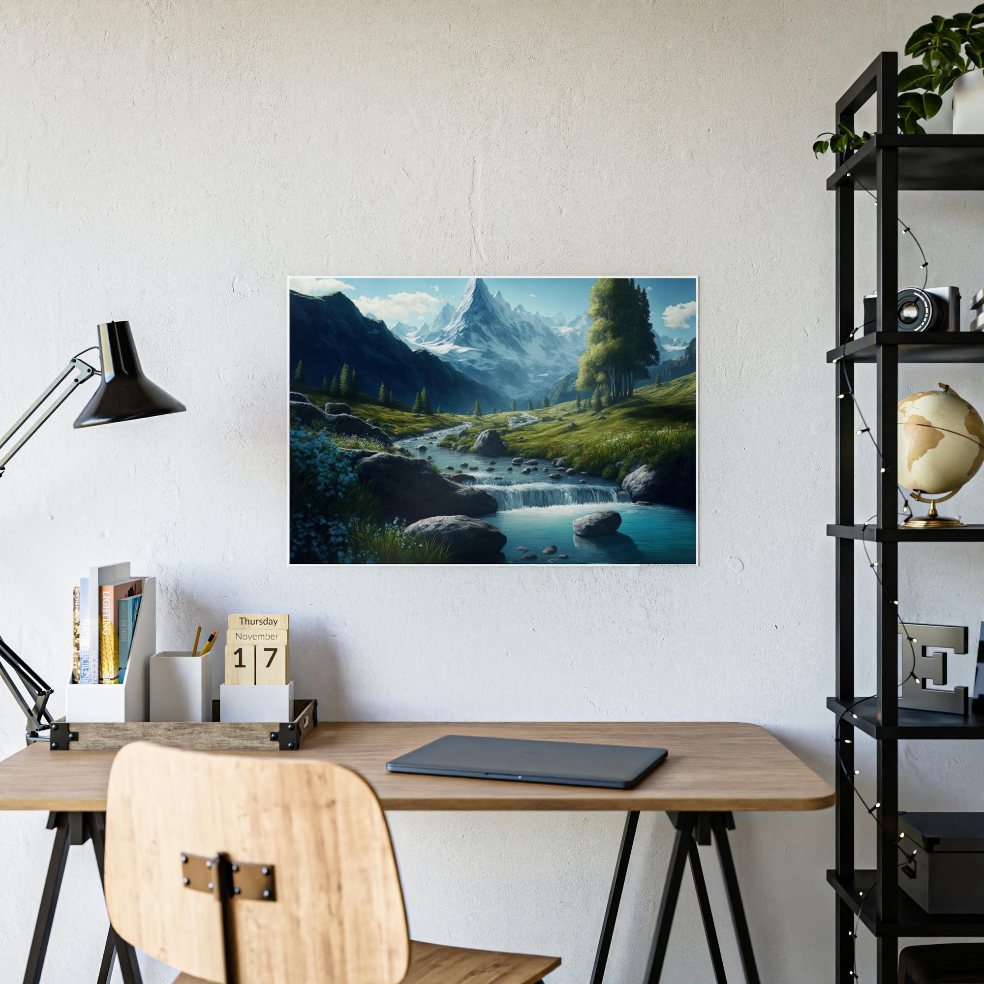 Lakes And Rivers Nature's Watercolor: Framed Canvas and Poster Print of Lakes and Rivers