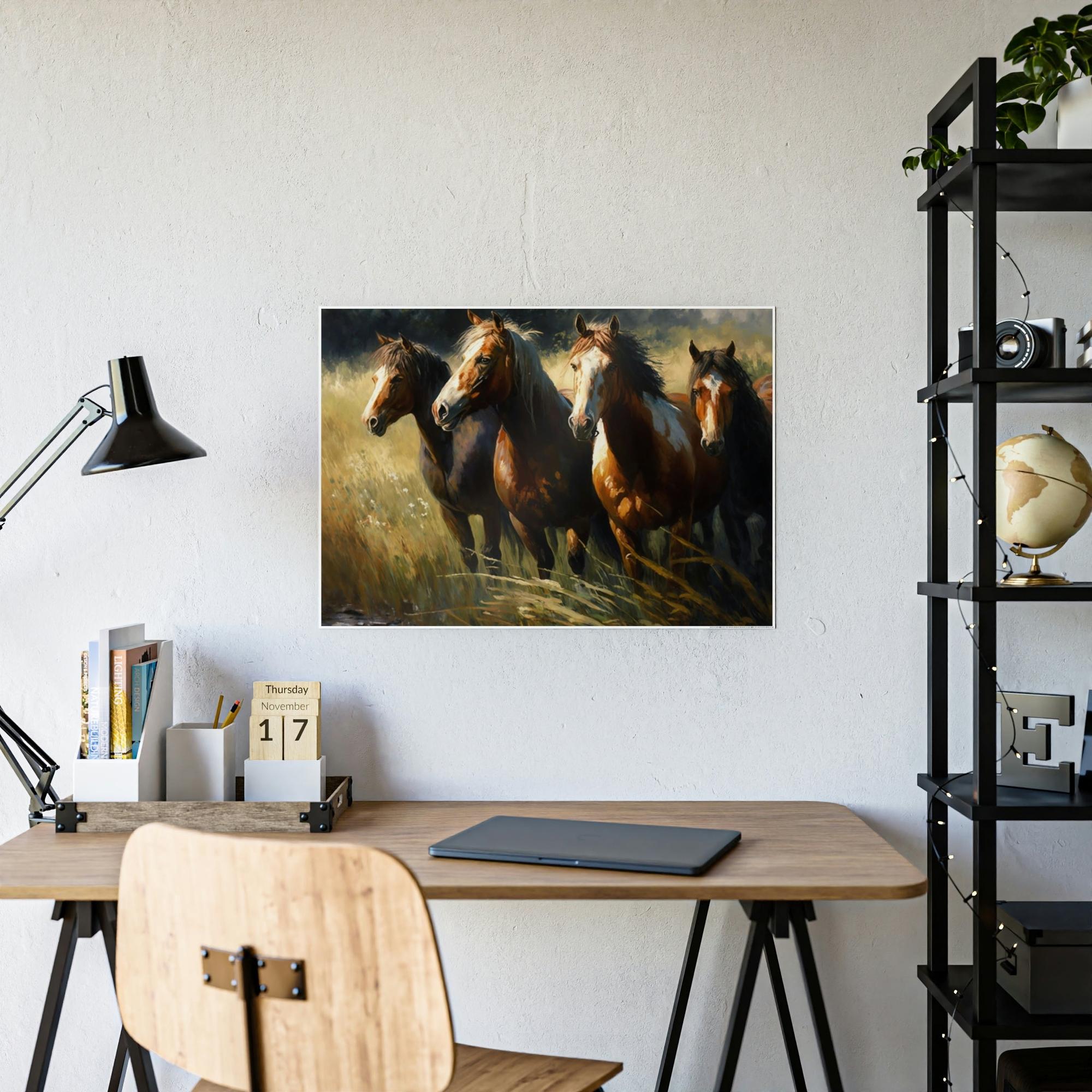 Horses Horses at Dawn: A Canvas Landscape
