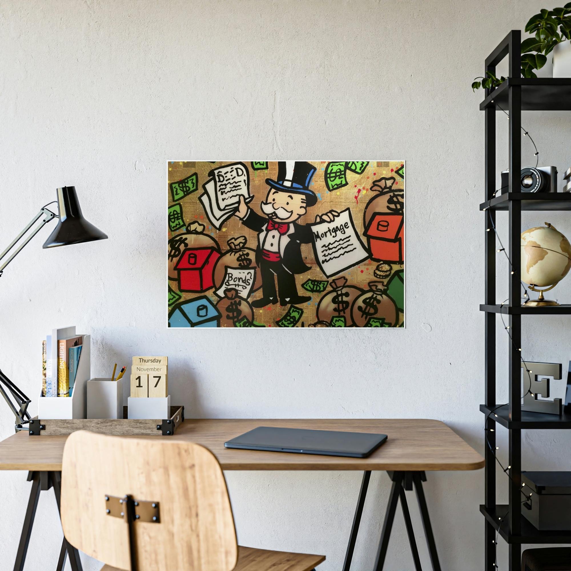 Monopoly & Motivation Pop Culture Maestro: Alec Monopoly on Natural Canvas and Framed Poster