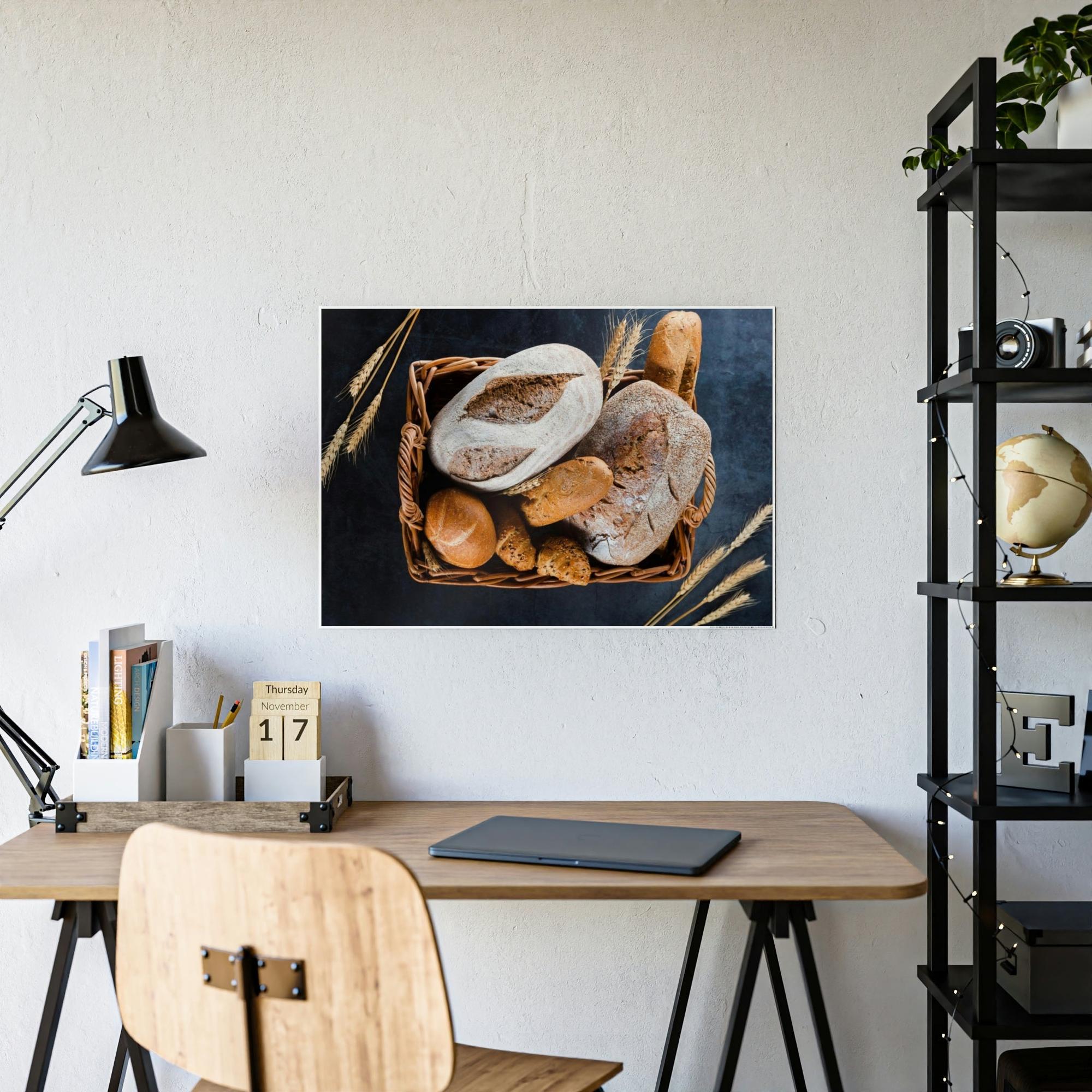 Bread Rustic Bakery Delight: Natural Canvas and Poster with Freshly Baked Bread Art