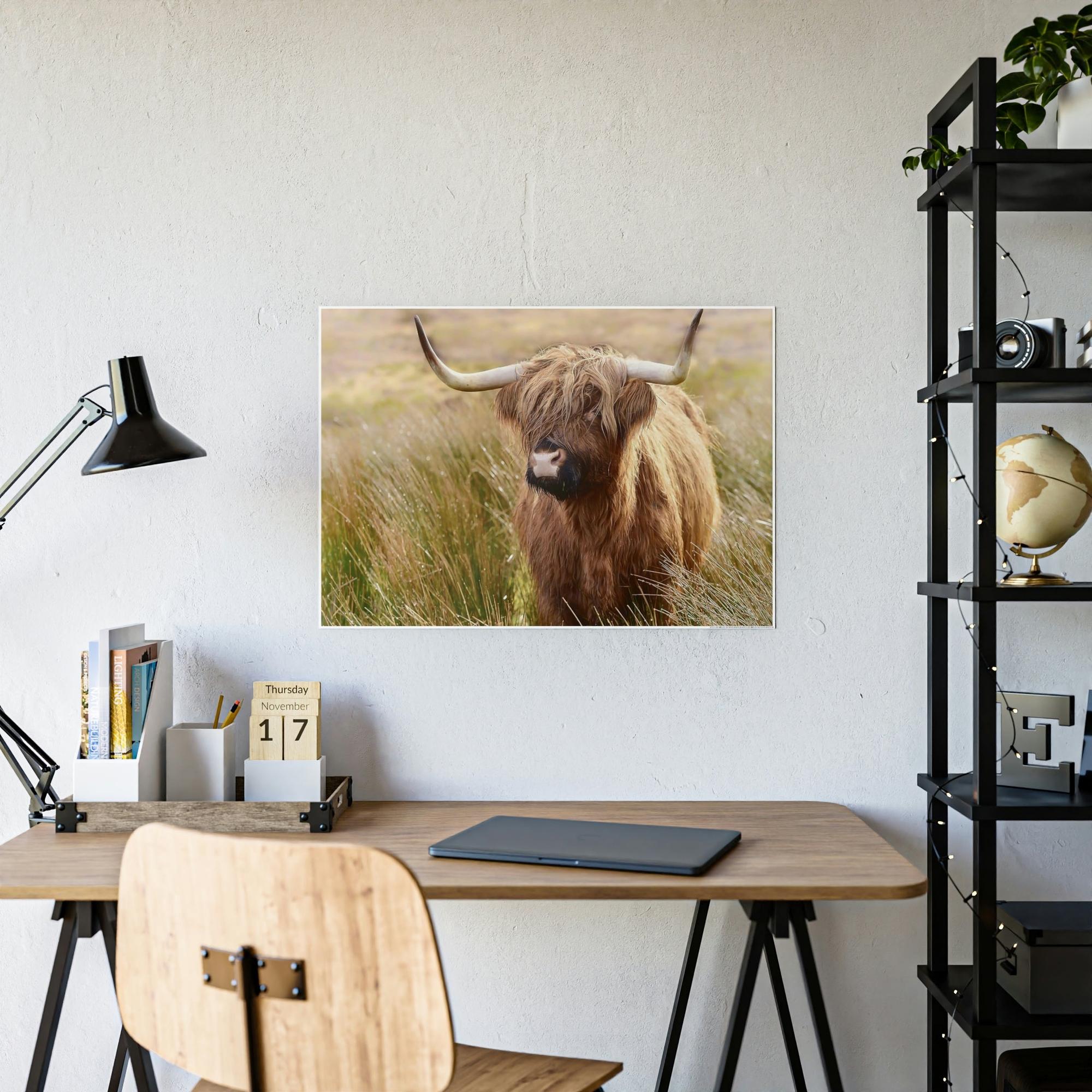 Highland Cow Highland Cow | Cow in the Morning Dew | Wall Art — Pixoram