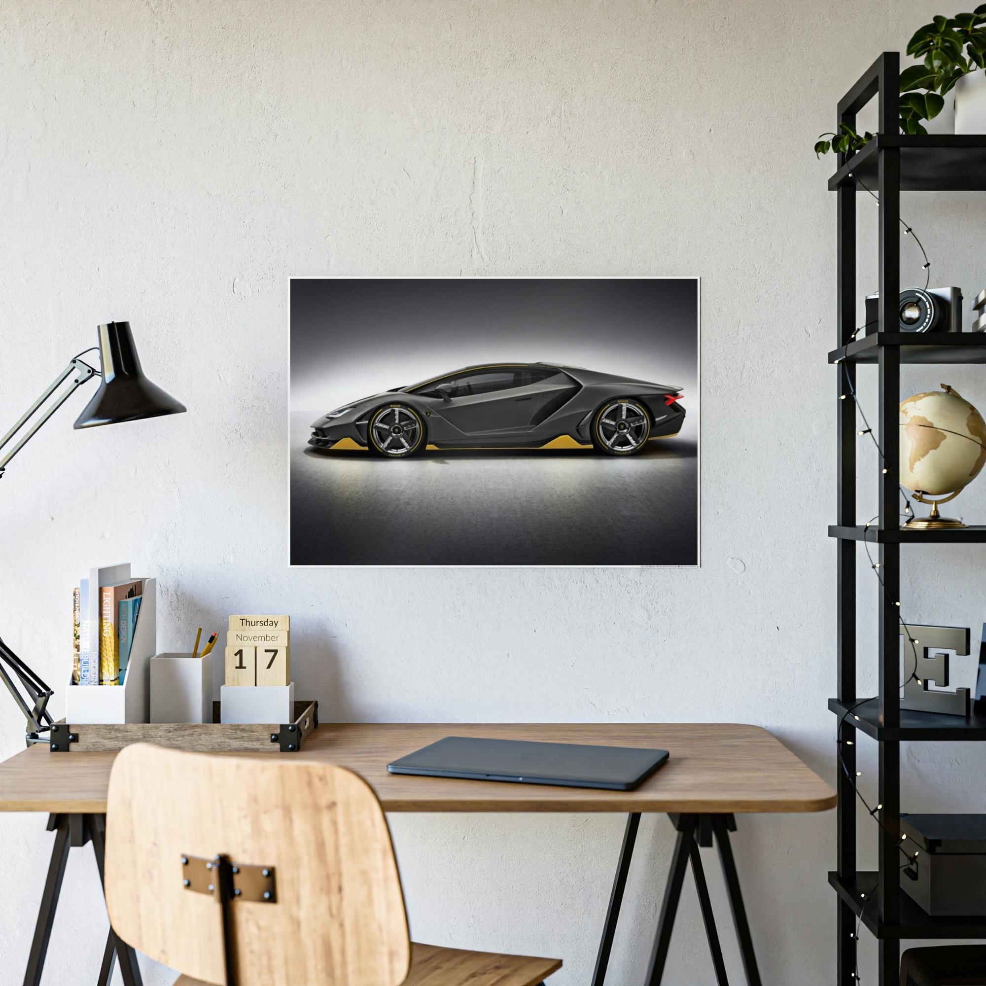 Lamborghini Bold and Beautiful: Wall Art of a Lamborghini on a Natural Canvas & Posters