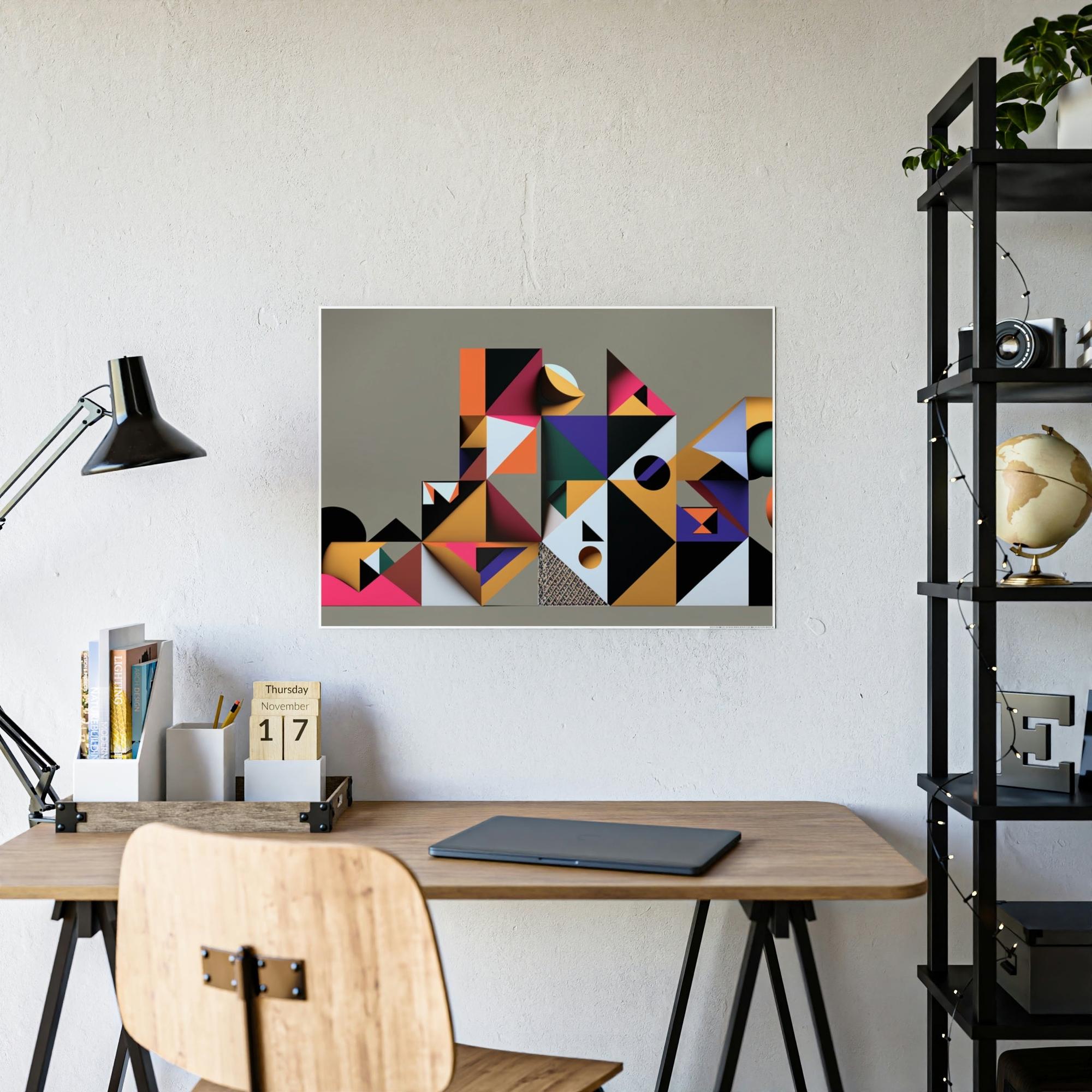 Abstract Geometric Framed Poster & Canvas of Abstract Symmetry: A Kaleidoscope of Colors