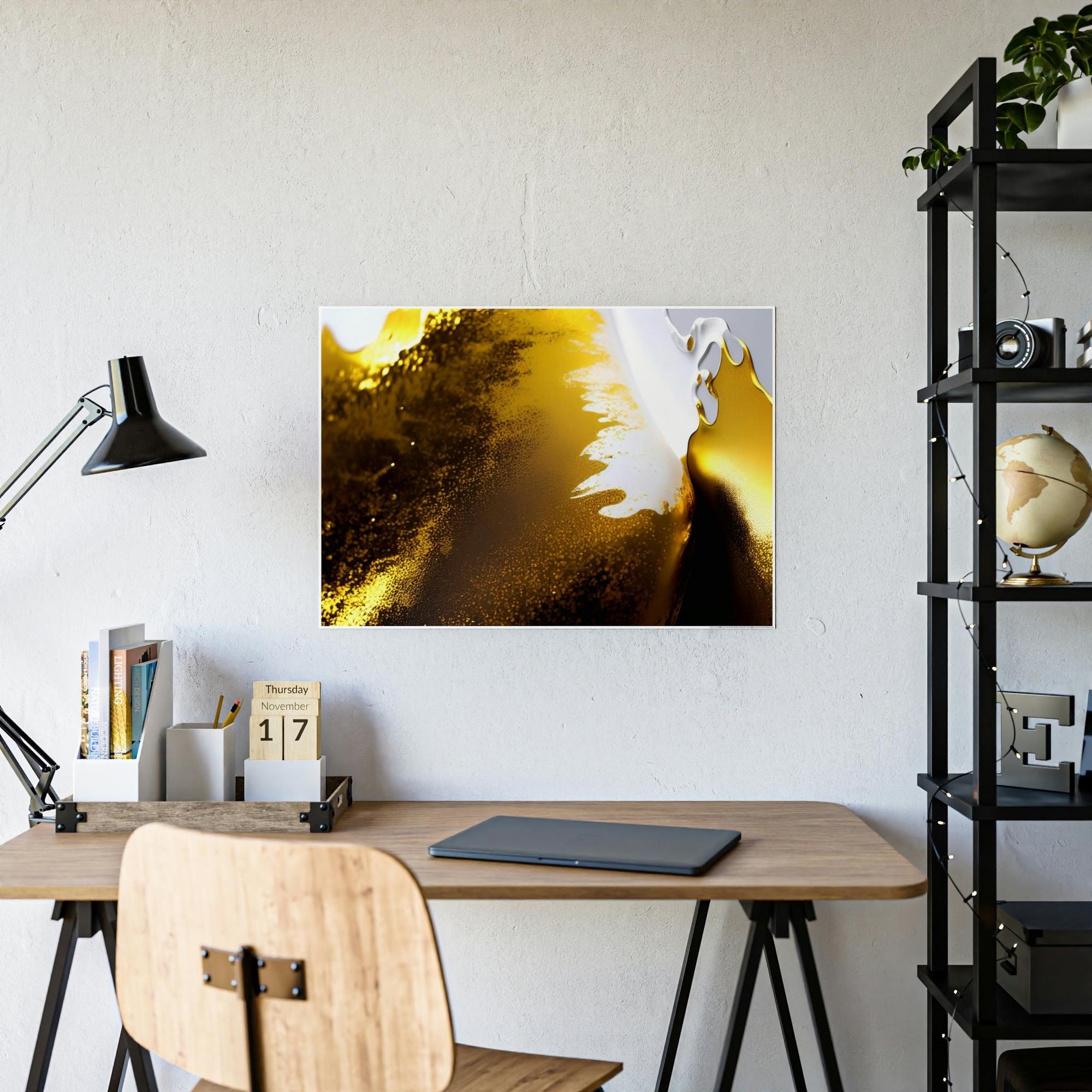 Gold Abstract Art Golden Abstractions: Print on Canvas of Abstract Gold Art