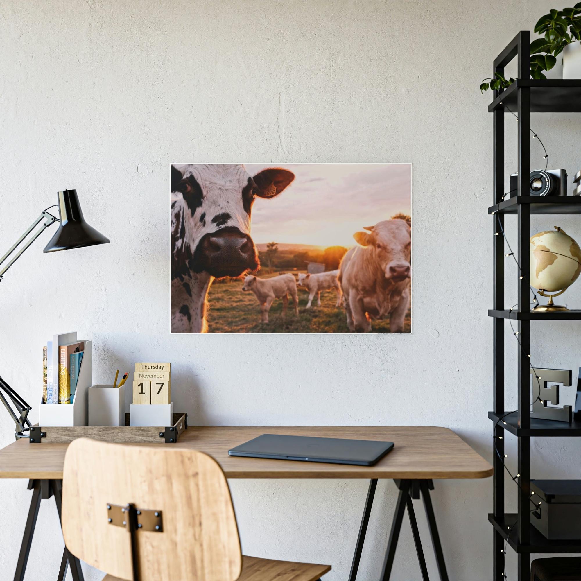 Cows The Grazing Herd: Natural Canvas Print of Cows in the Field