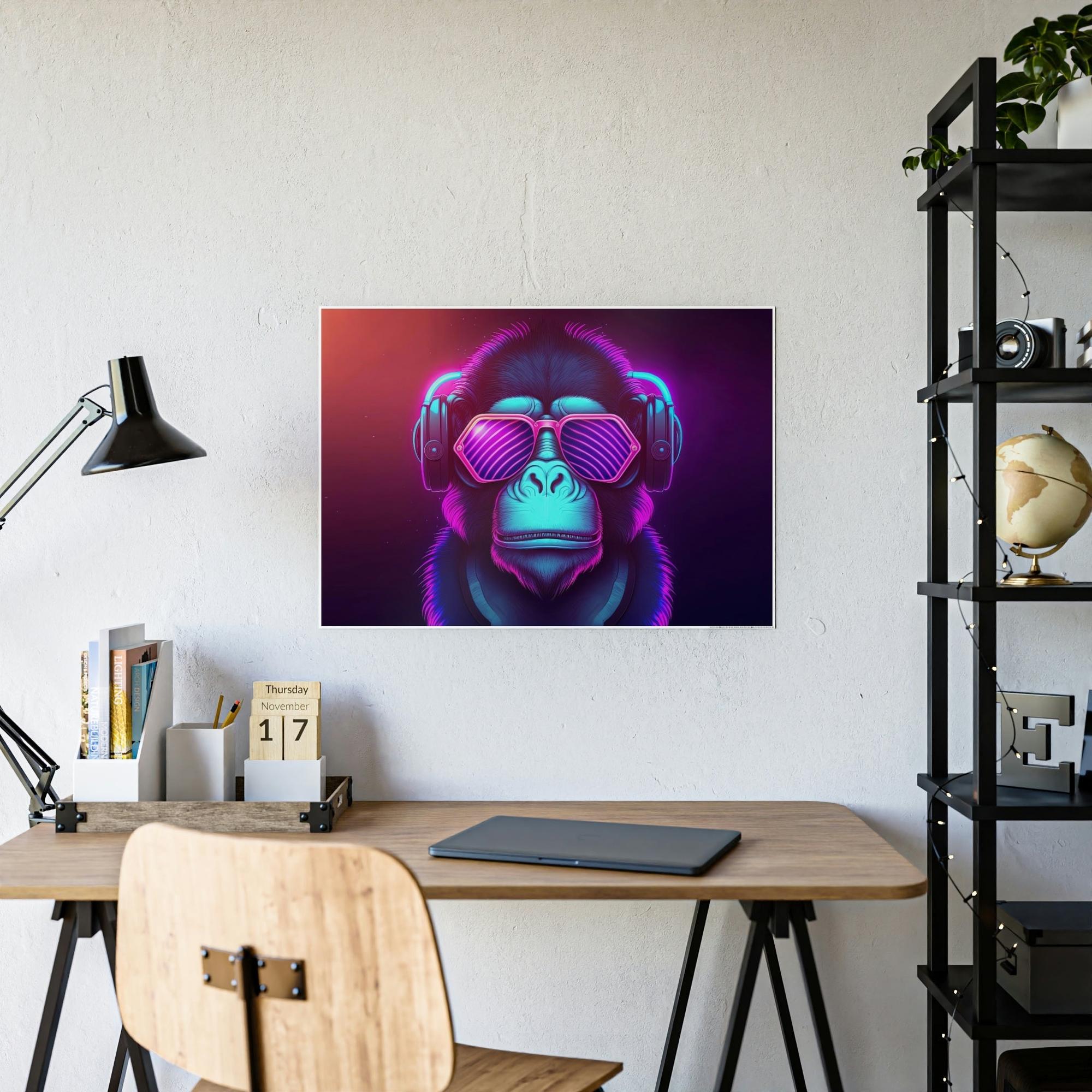 Neon Neon Symphony: Radiant Wall Art on Natural Canvas and Framed Prints