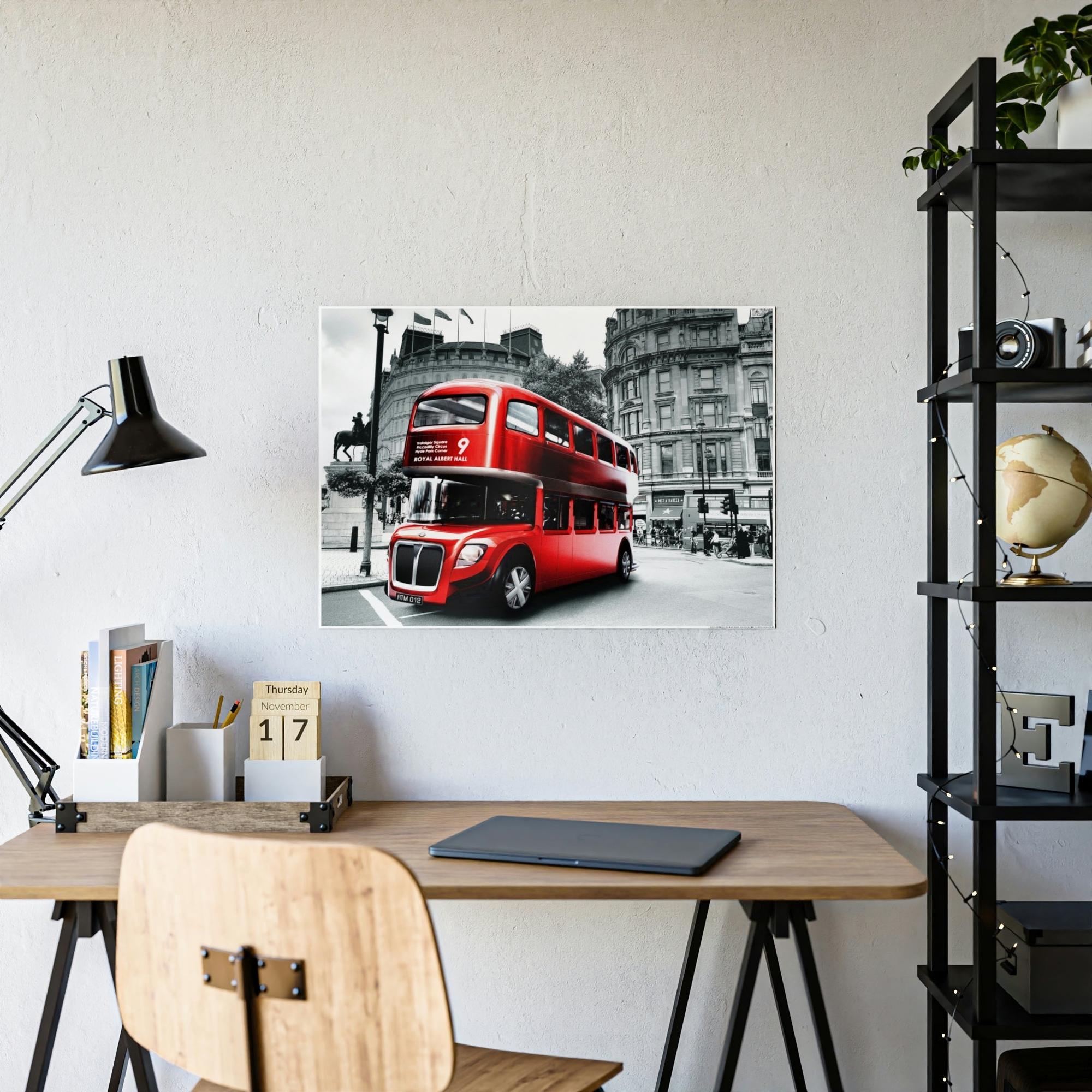 Bus Colorful Routes: Framed Poster showcasing a Vibrant Bus