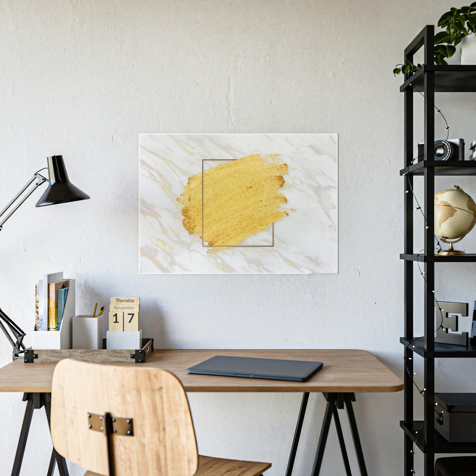 Gold Abstract Art Golden Reflections: Captivating Print on Canvas of Abstract Gold Wall Art