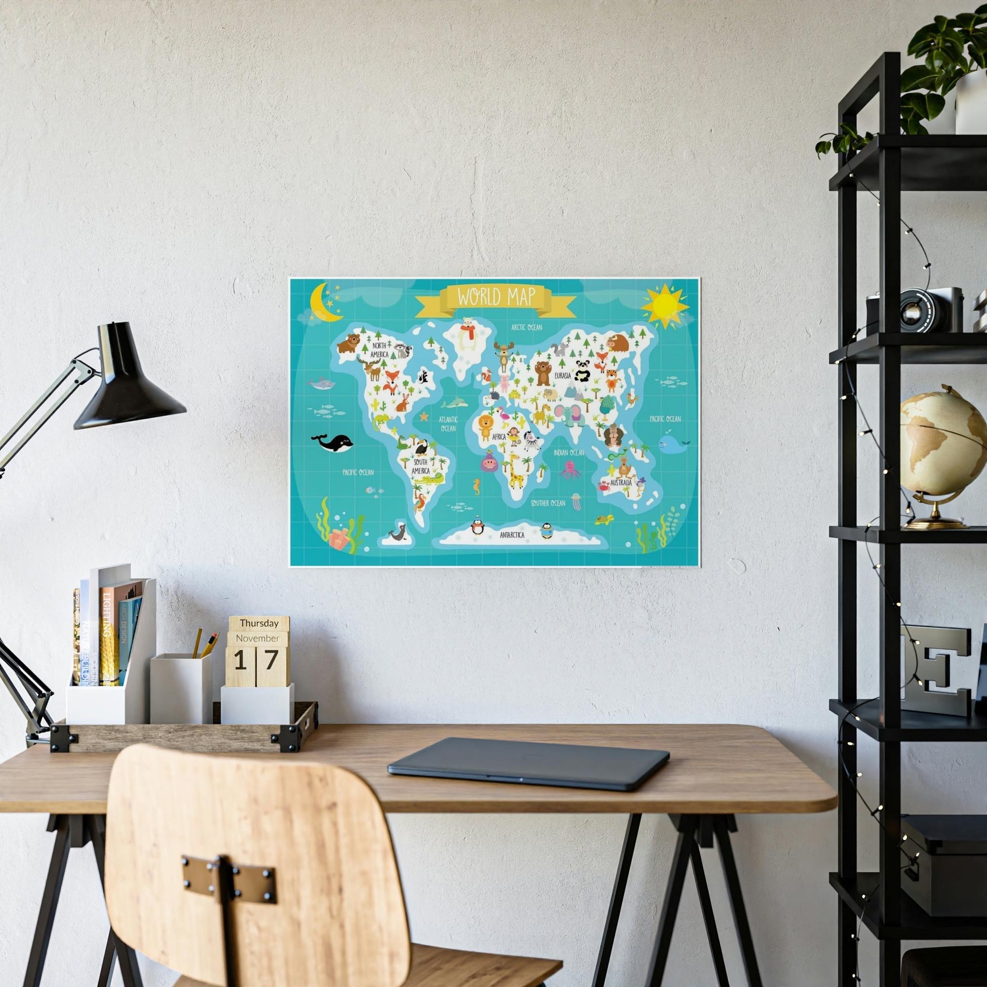 Kids Maps Map Adventure: Beautiful Wall Art on Natural Canvas for Kids